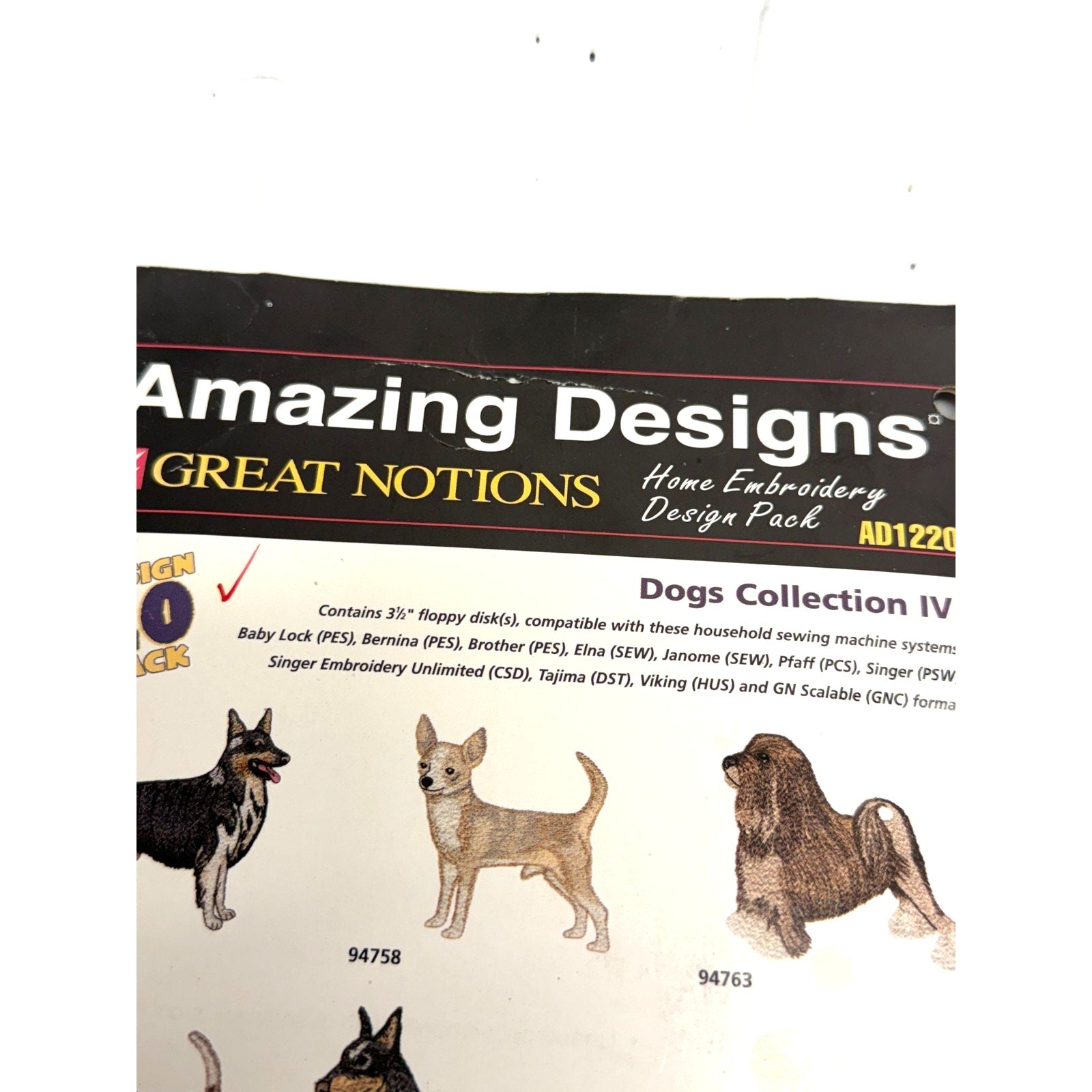 Vintage Amazing Designs Dogs Collection IV Embroidery Design Pack 4 Floppy Disks