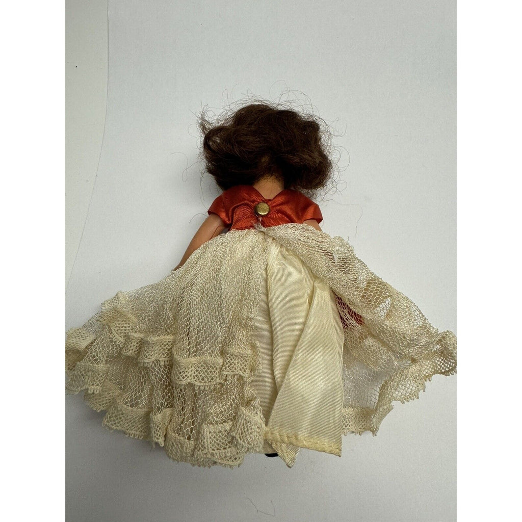 Vintage Nancy Ann Bisque Storybook Doll Red/White Dress 6"