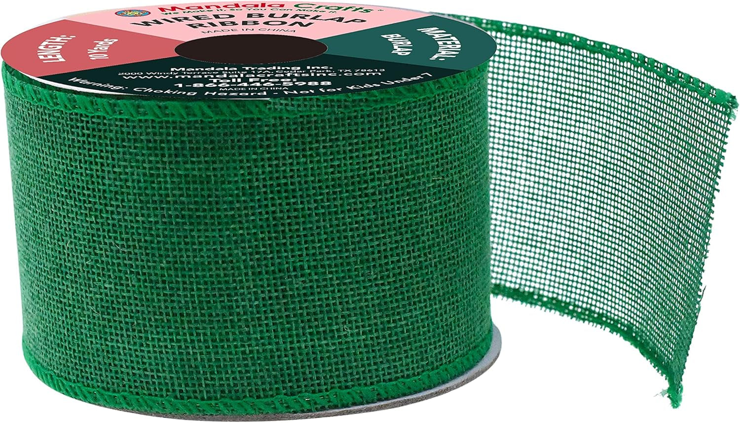Green Burlap Wired Ribbon 2.5 Inches Wide Jute Ribbons for Crafts - 10 Yds Roll Rustic Burlap Wrap Trim Ribbons for Wreaths Bows Party Decoration