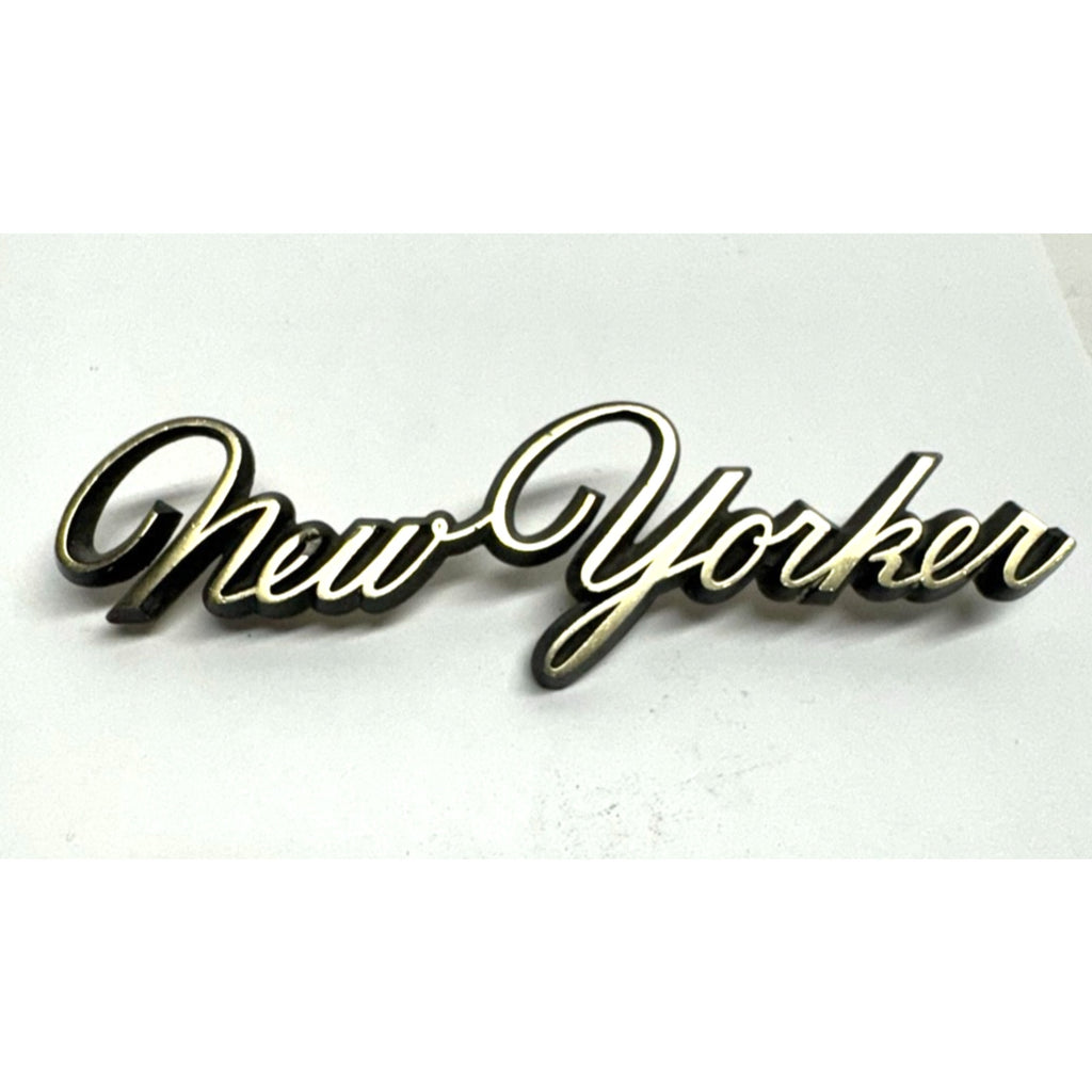 Vintage 1966 CHRYSLER NEW YORKER FRONT FENDER SCRIPT NAMEPLATE EMBLEM