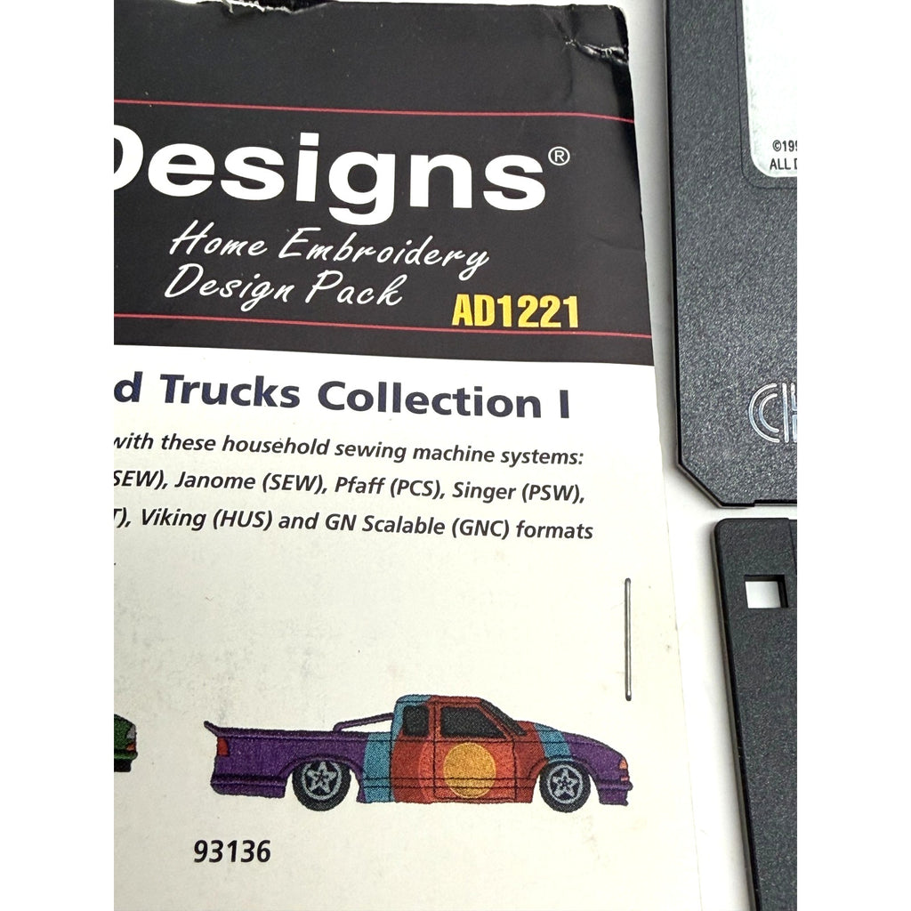 Vintage Amazing Designs Embroidery Stock Cars & Trucks Collection 1 AD1221
