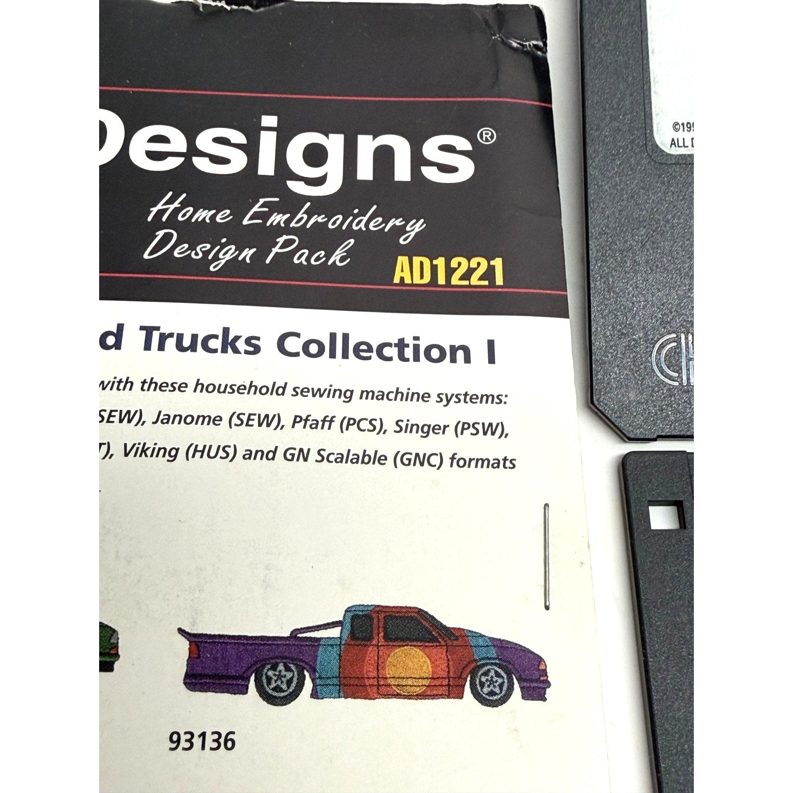 Vintage Amazing Designs Embroidery Stock Cars & Trucks Collection 1 AD1221