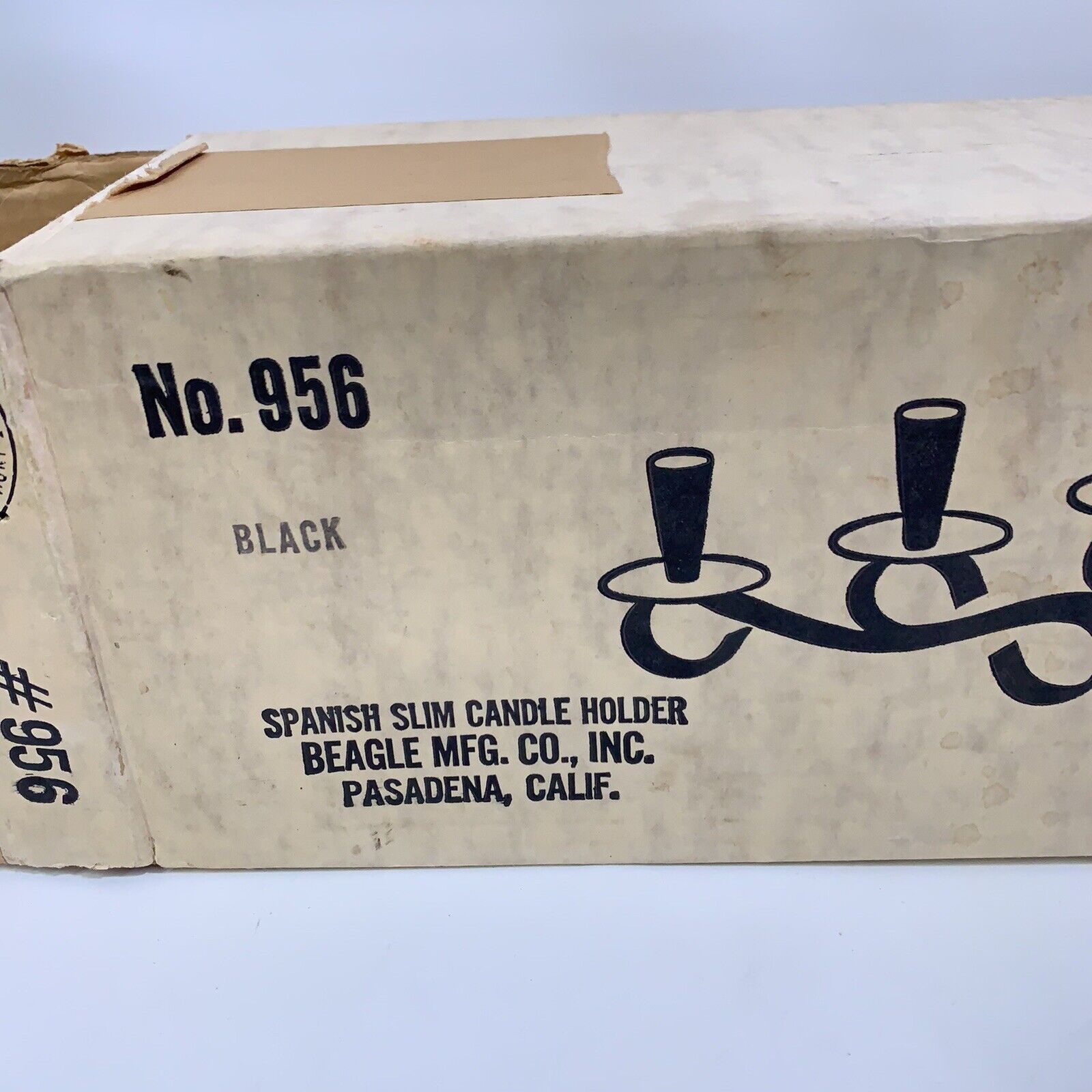 Vintage SPANISH SLIM CANDLE HOLDER BLACK BEAGLE MFG. CO., INC. USA