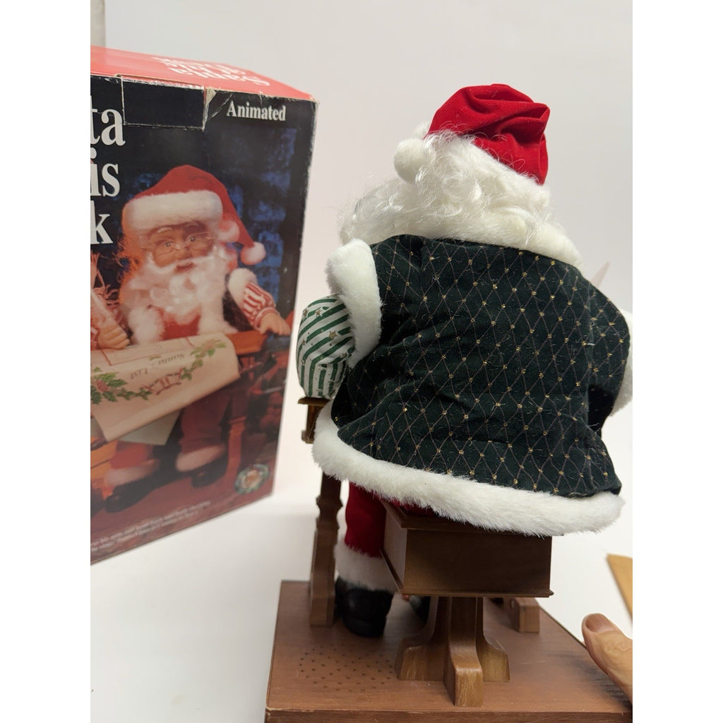Vintage 1995 Gemmy North Pole Productions Singing Christmas Santa at His Desk