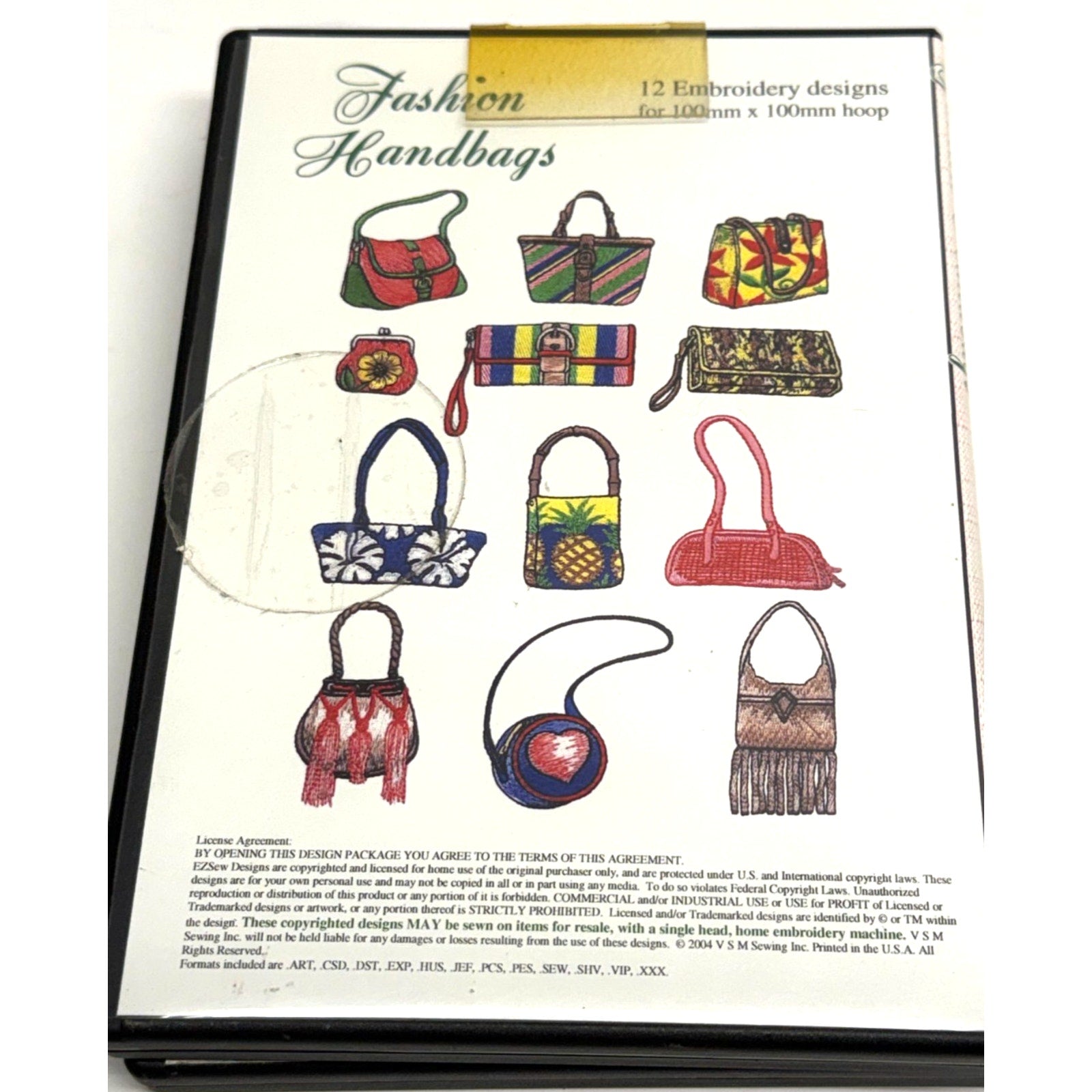 Vintage Lot of 2 Embroidery EZSewDesigns - Native Feathers and Fashion handbags