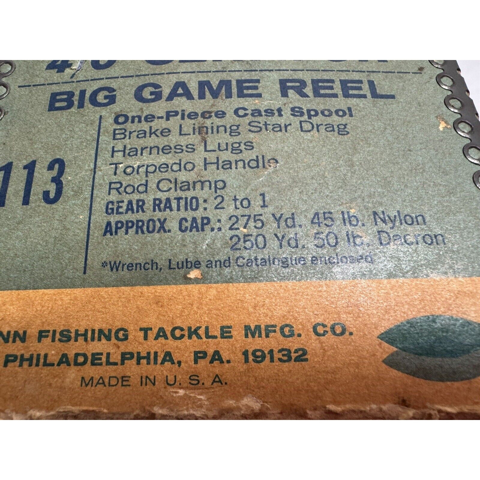 VINTAGE Penn Senator 4/0 #113 Conventional Big Game Saltwater Fishing Reel USA