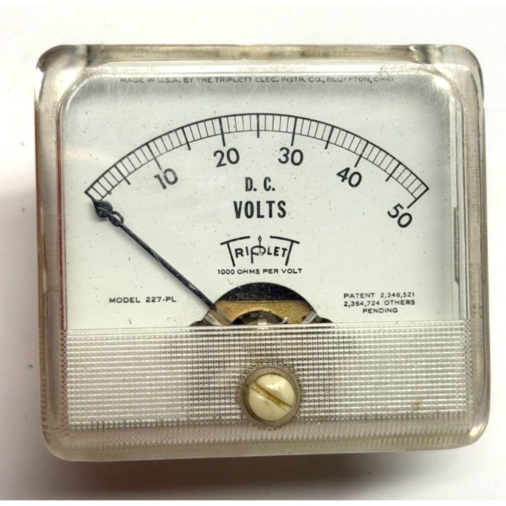 Vintage Triplett D.C. Volts Panel Gauge Model No. 227-PL