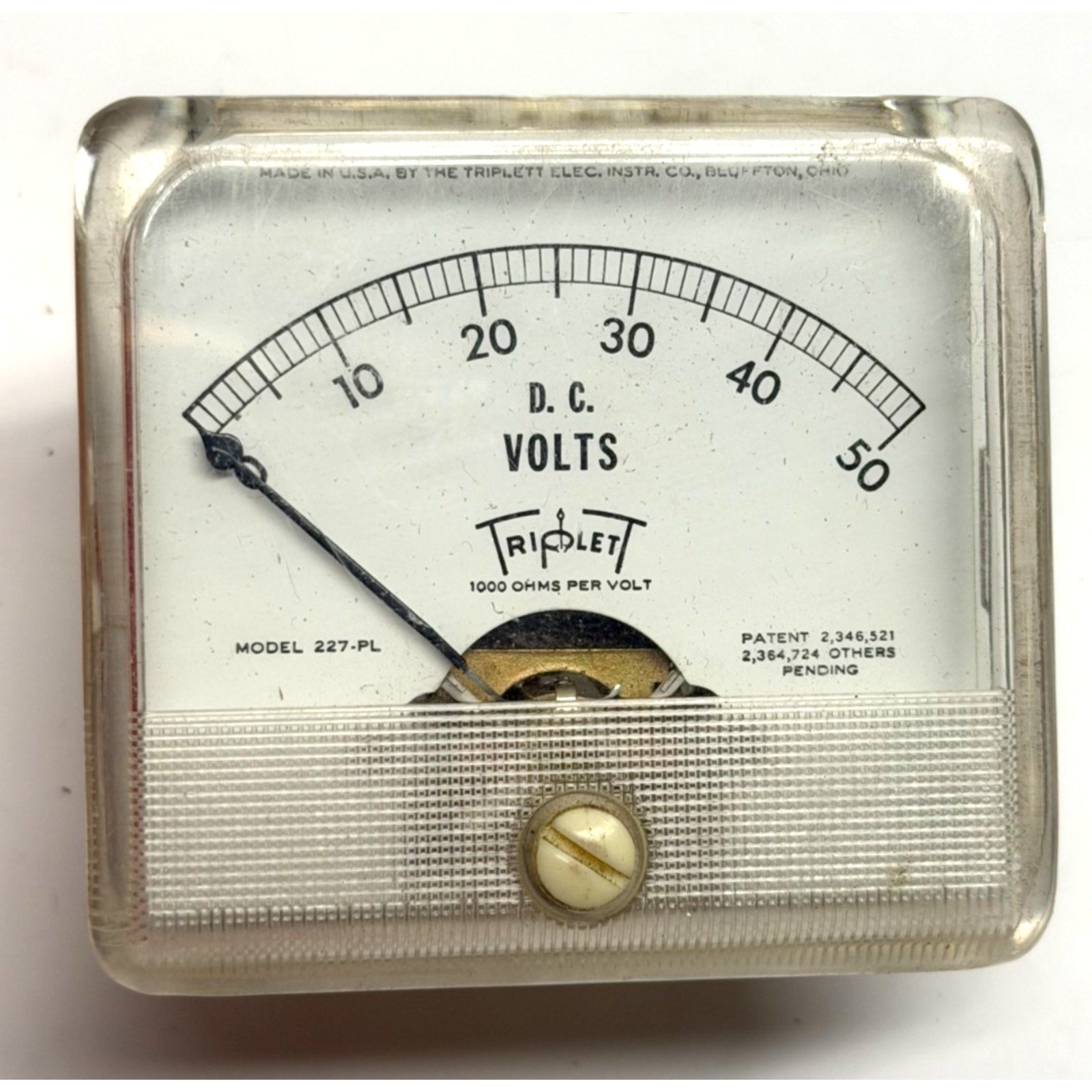 Vintage Triplett D.C. Volts Panel Gauge Model No. 227-PL