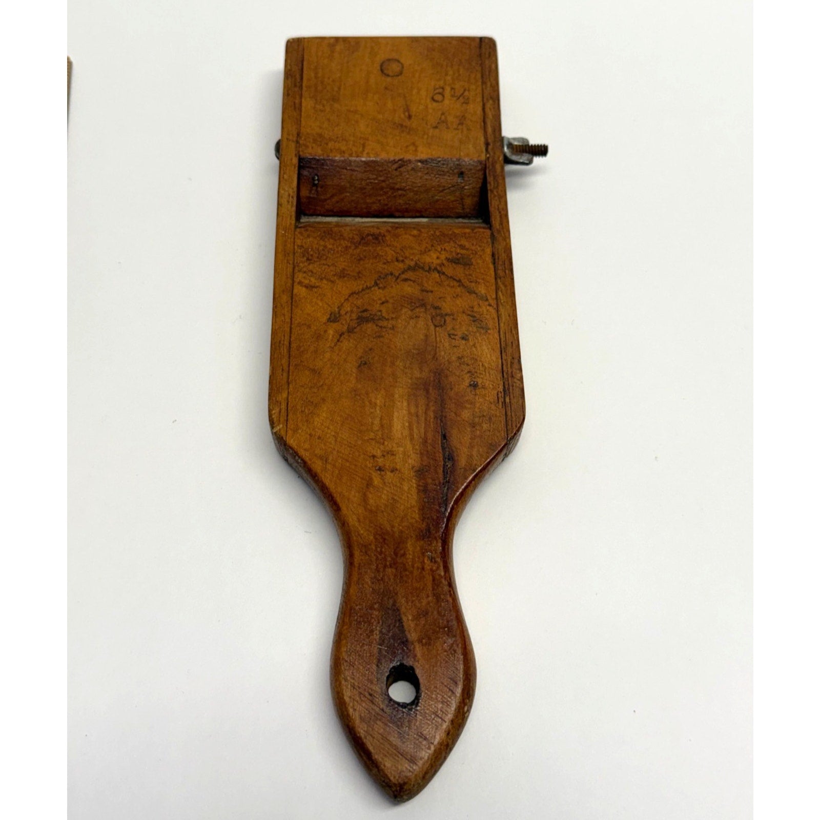 VINTAGE ANTIQUE HAND-HELD WOODEN SLAW CUTTER WITH WIDE BLADE & 10"