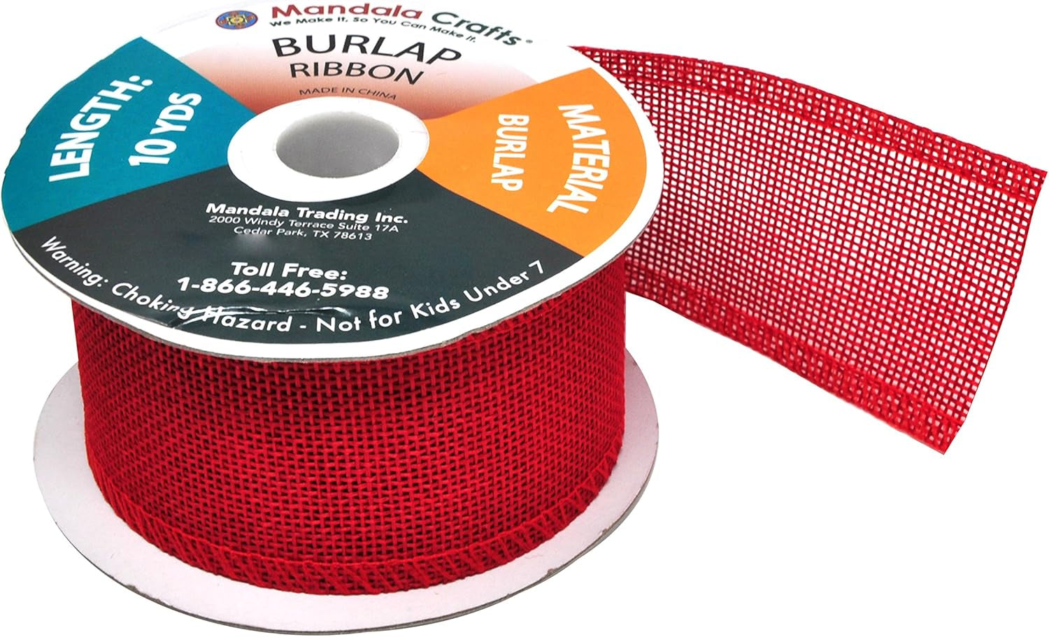 Red Burlap Ribbon 2 Inches Wide Jute Ribbons for Crafts - 20 Yds Roll Rustic Burlap Wrap Trim Ribbons for Wreaths Bows Wedding Party Decoration