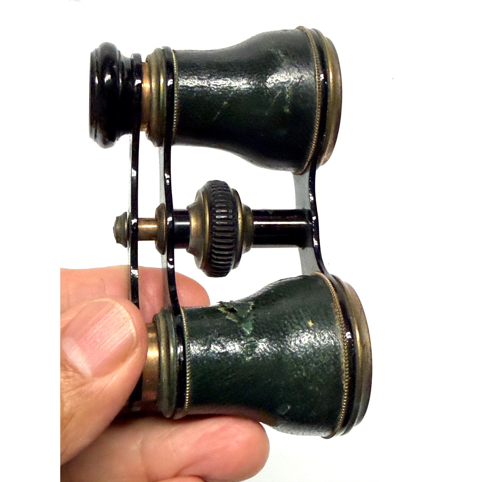 Vintage Opera Glasses Theater Binoculars Black Brass Leather Antique