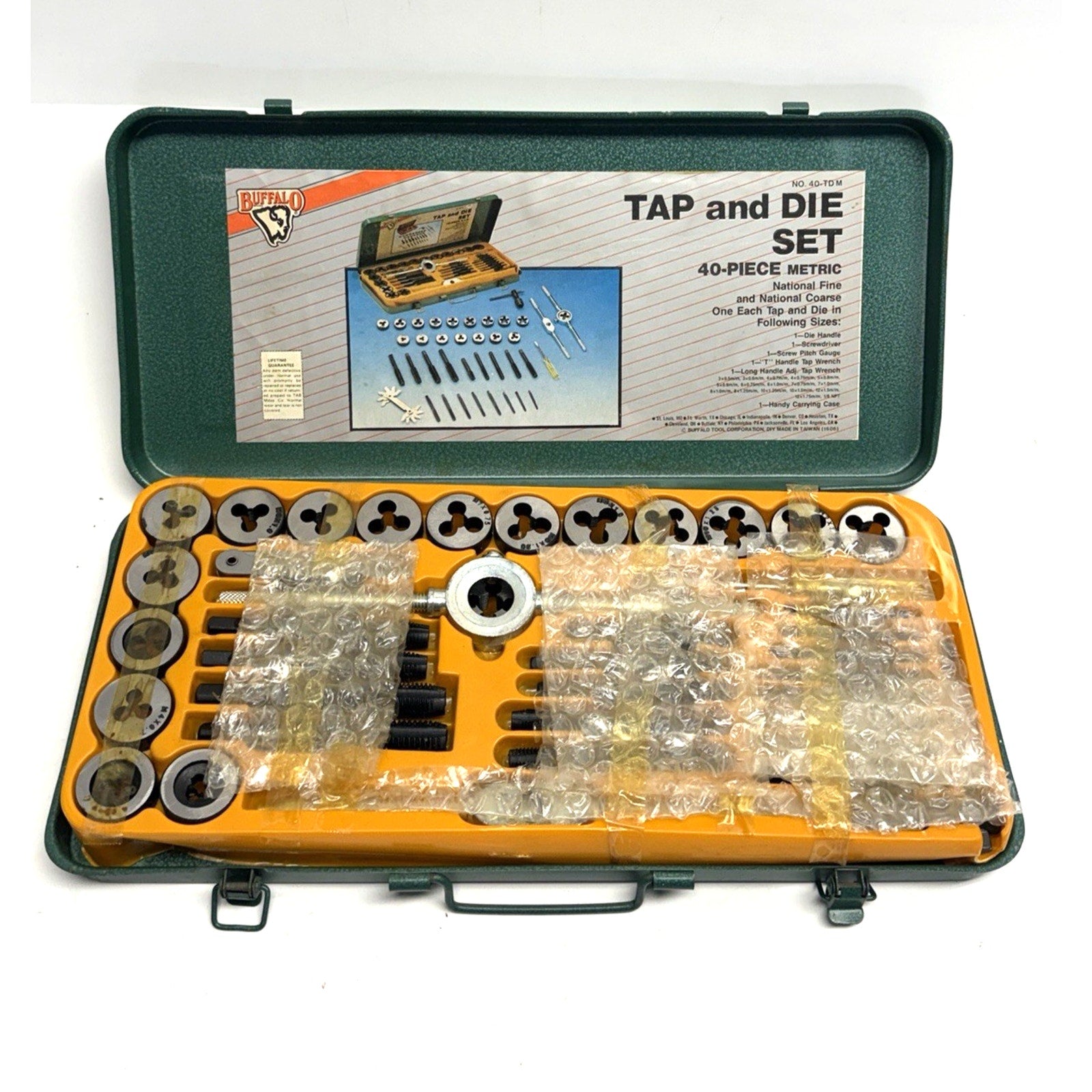 VTG Buffalo Brand No. 40TDM 40 Piece Tap And Die Set SAE National Fine & Coarse