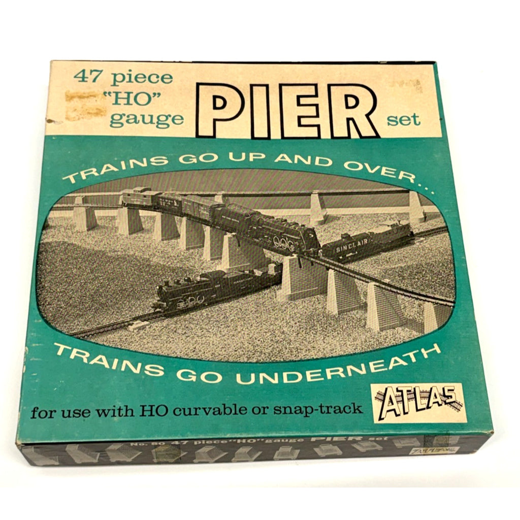 Vintage New Atlas No. 80 HO Gauge Pier Set 47 Piece Over & Under Track Supports