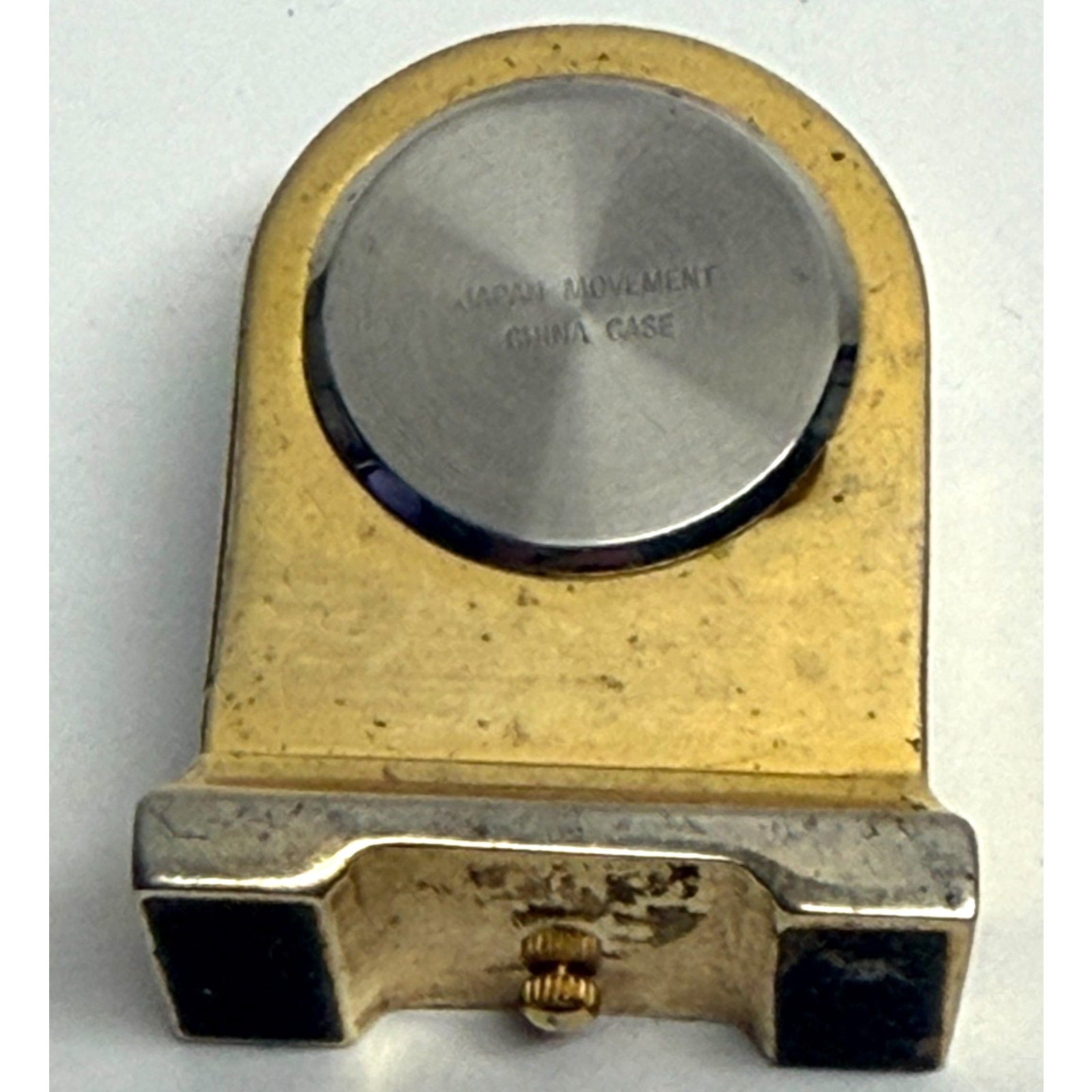 Vintage "Perini" Gold Tone Mini Clock - Quartz Analog - Untested