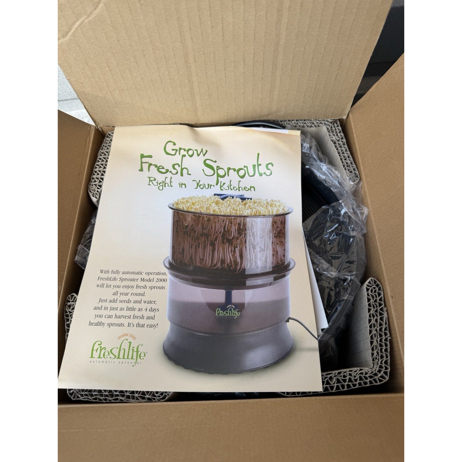 VINTAGE SEALED Tribest Freshlife Automatic Sprouter Model 2000 Fresh Sprouts