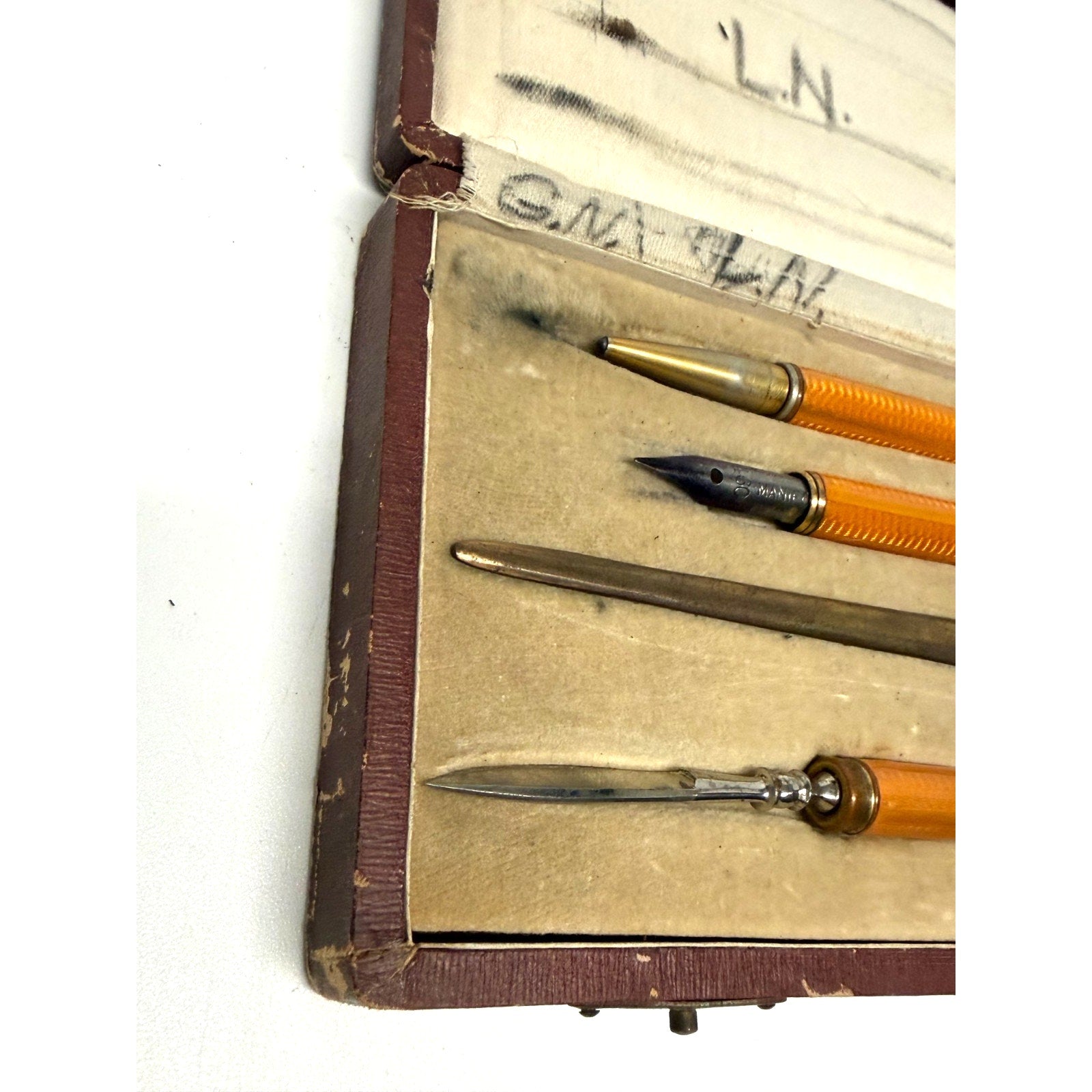 Vintage Antique Art Deco Writing Desk Set Boxed Pen Pencil Letter Opener