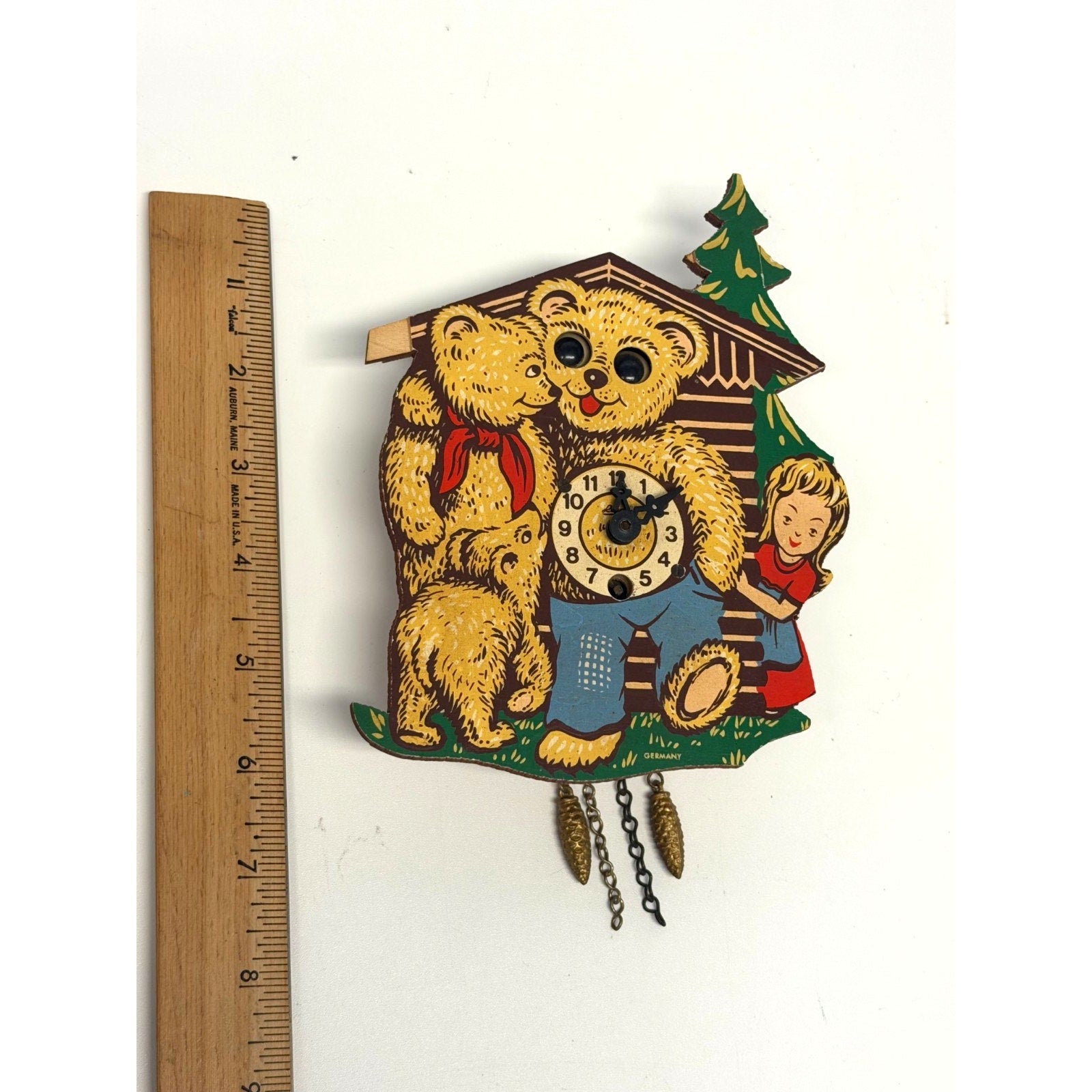 Vintage Engstler Germany Clock The 3 Bears Untested