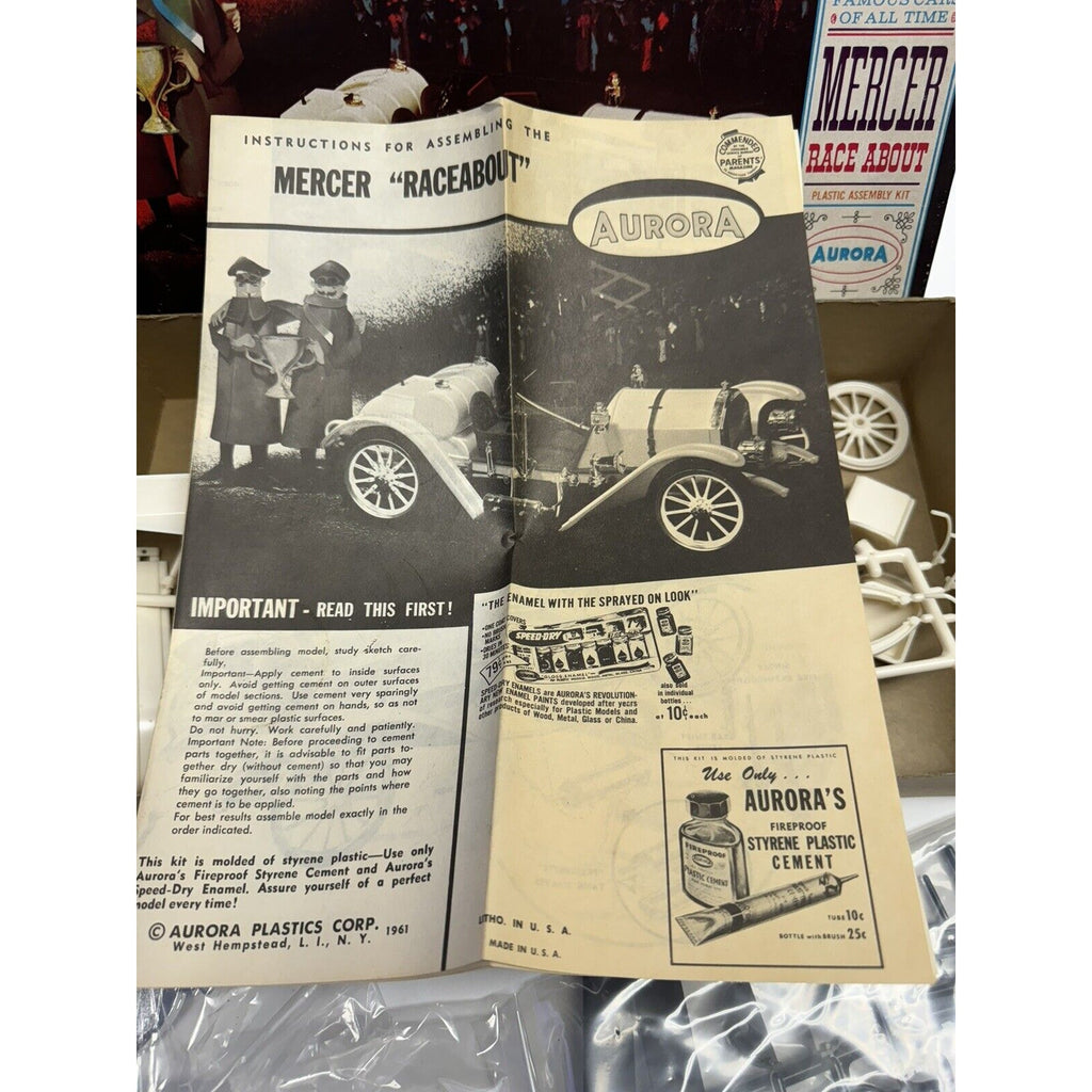 Vintage NOS 1961 Aurora OLD TIMERS Mercer Race About Plastic Assembly Kit 572