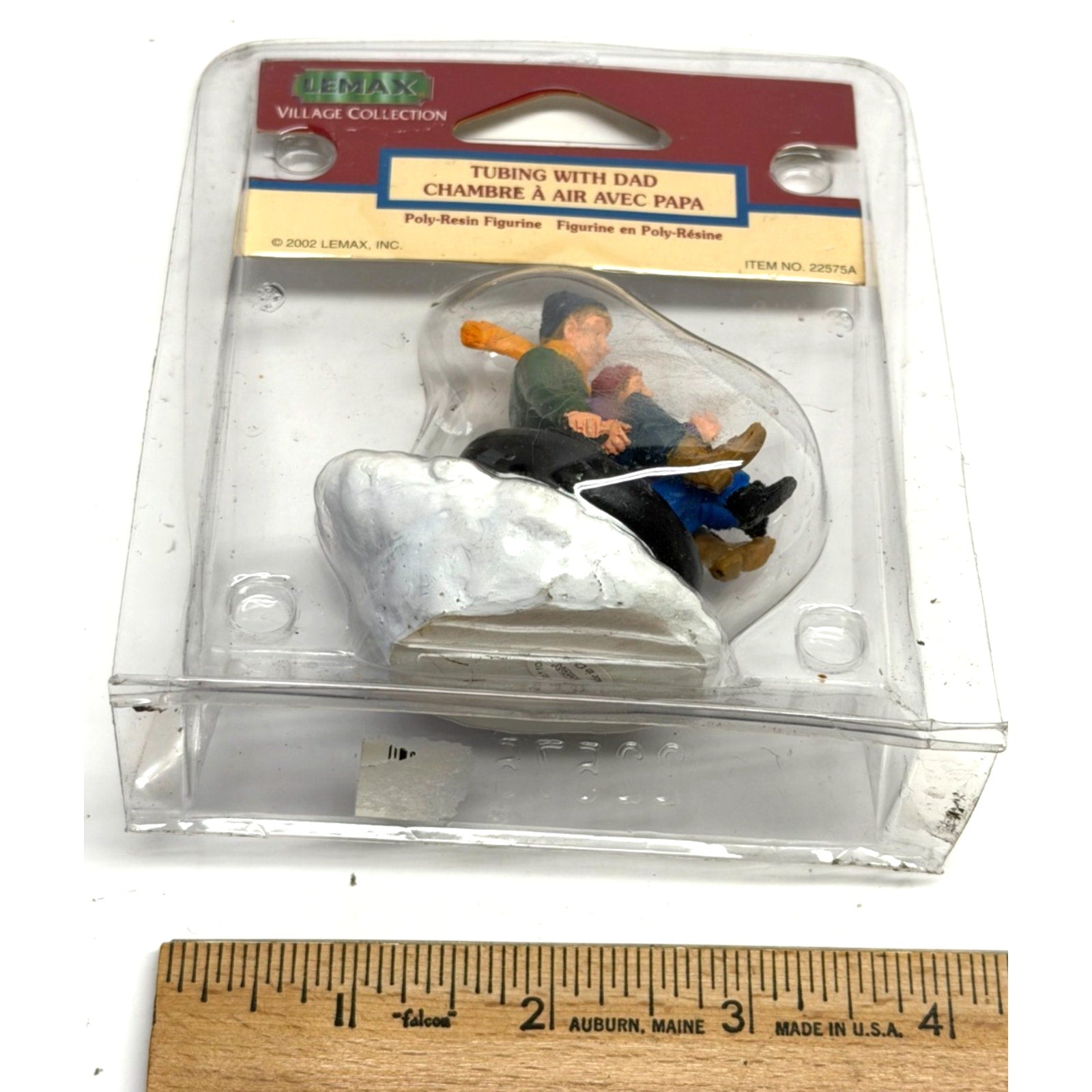Vintage NEW Lemax TUBING WITH DAD Poly-Resin Figurine Christmas 22575A