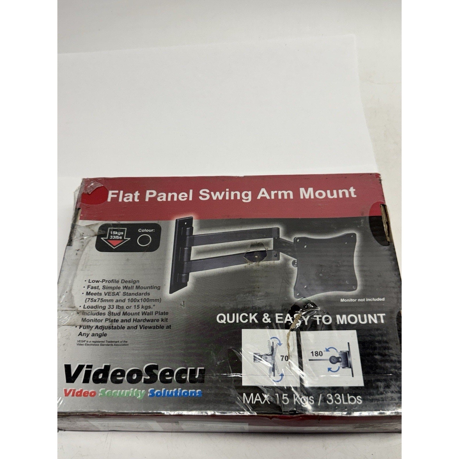 FACTORY SEAL VideoSecu Flat Panel Swing Arm Adjustable Mount Max 15 Kgs / 33 Lbs