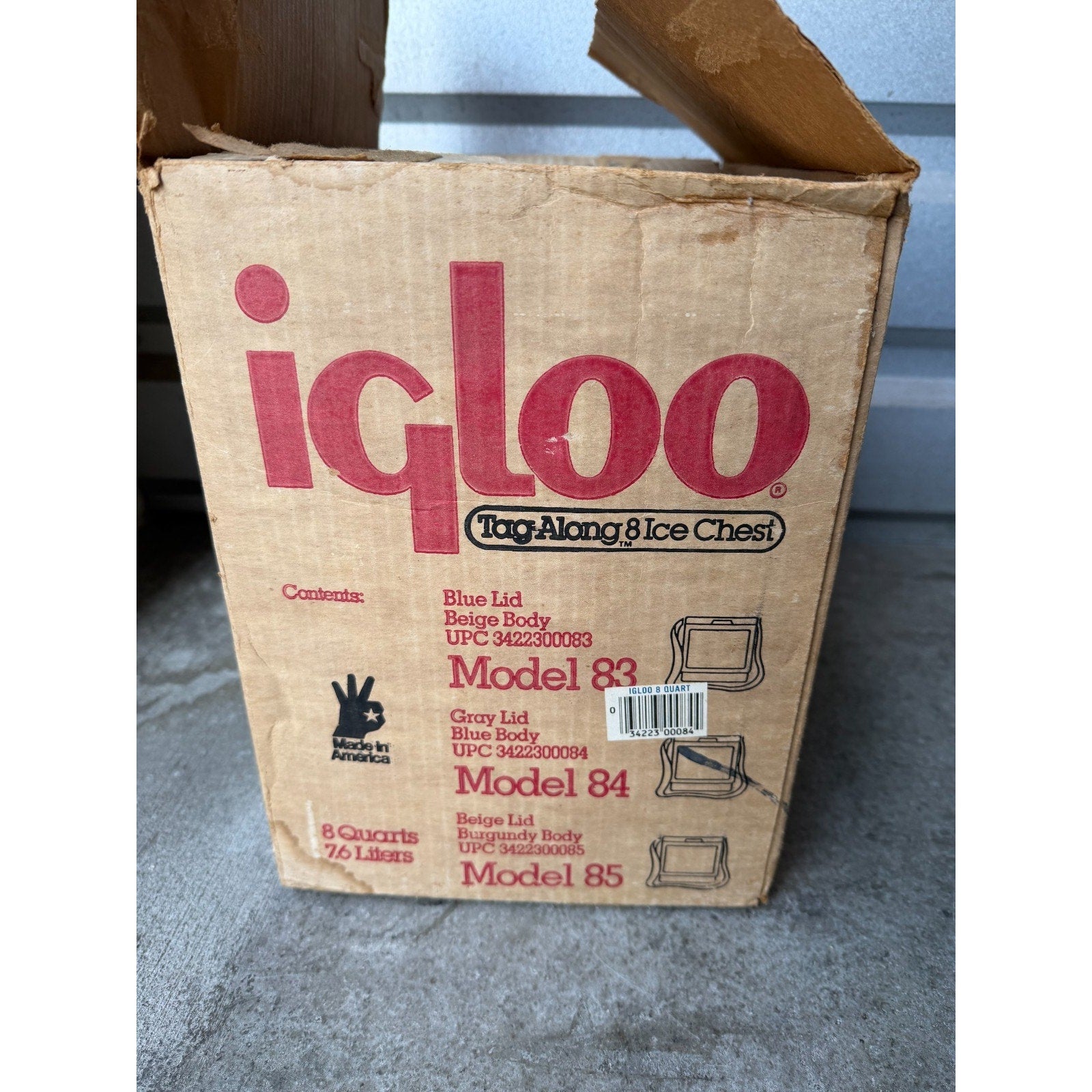 VINTAGE NOS 1984 Igloo Tag Along 8 Cooler Blue Grey Lid Strap Model 84