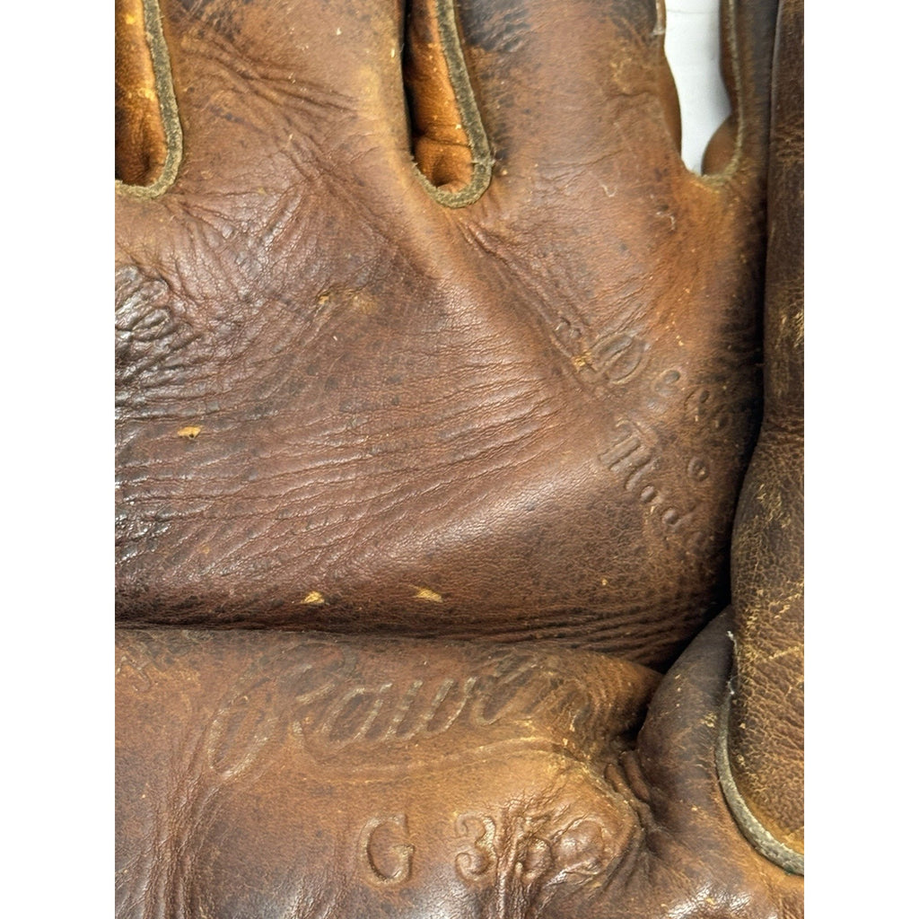 VINTAGE 1940's Rawlings G350 Kirby "Hig" Higbe Floating Heel Leather Glove LH