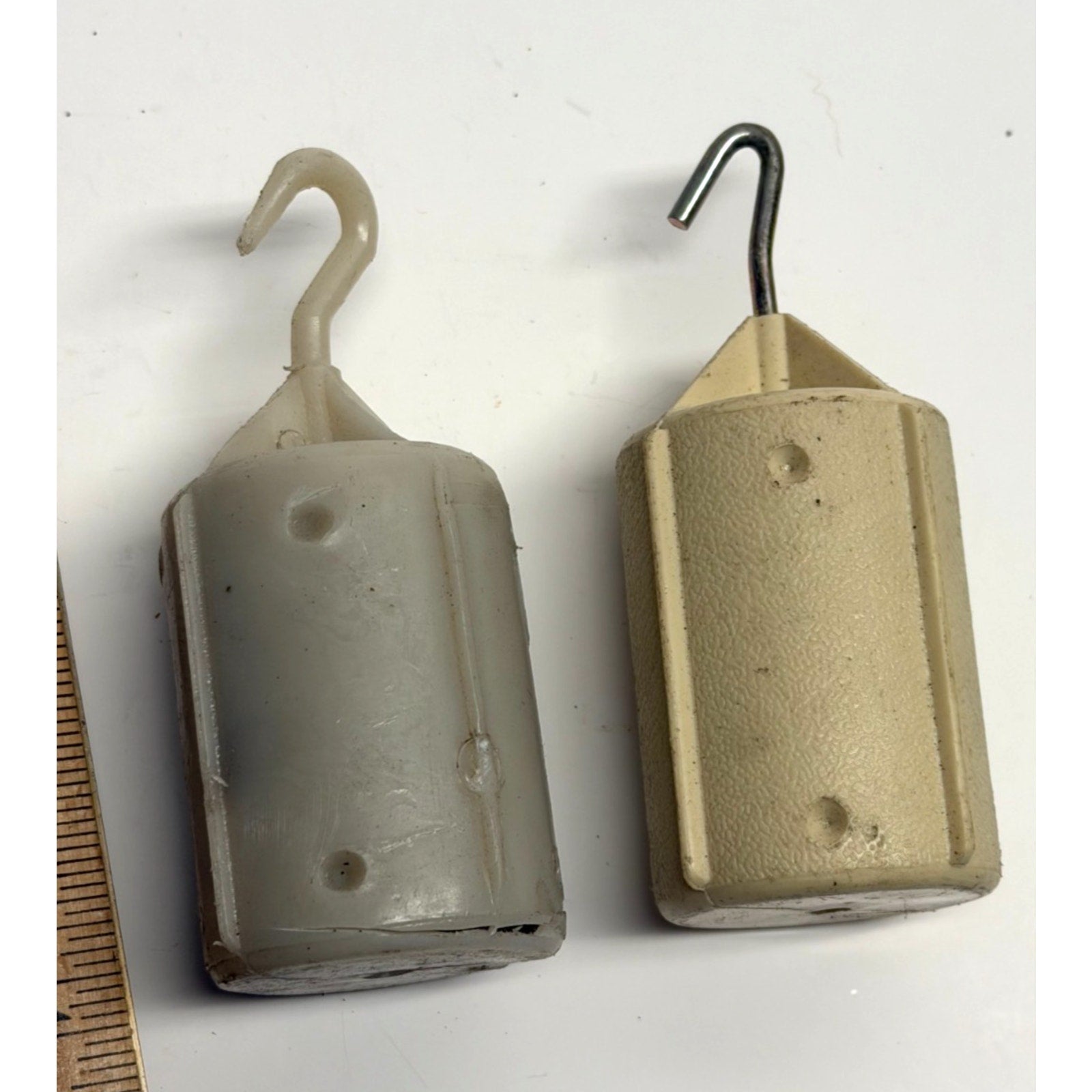 Vintage Lot of 2 Knitting Machine Ribber Weights with Hooks 1 pound per weight