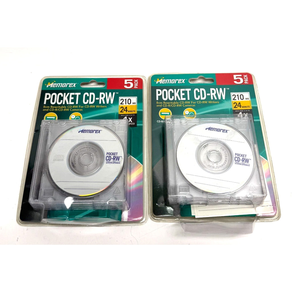 Vintage lot of 2 Memorex Pocket CD-RW 4x 210mb 24 Min 5 Pack - NEW