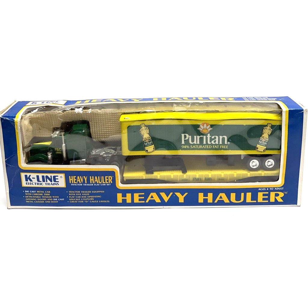 VINTAGE NOS K-LINE O Gauge Heavy Hauler Puritan Tractor Trailor On Flatcar 22050