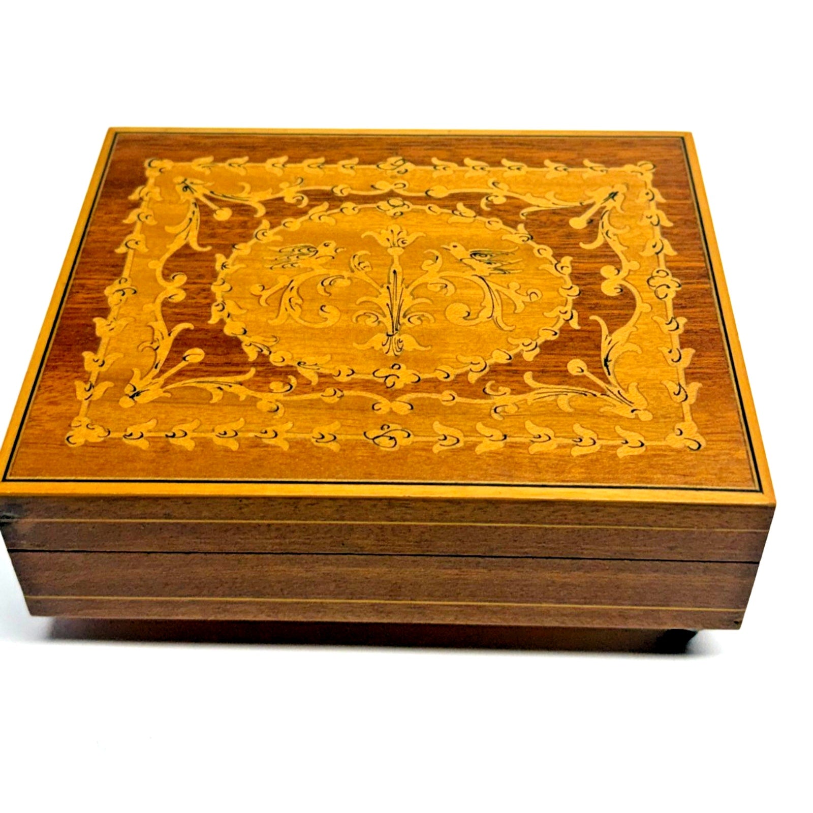 VTG Carillon Stella Swiss Made Wind Up Wooden Unlined Jewelry Music Box