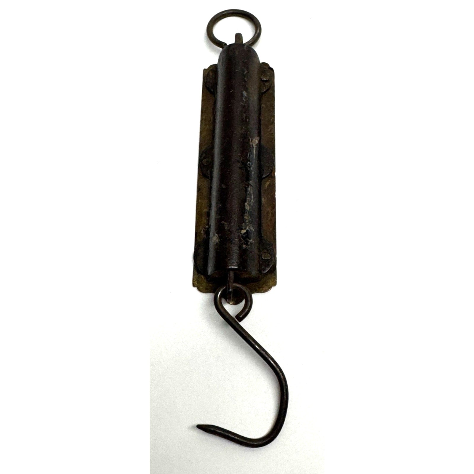 ANTIQUE MORTON'S BALANCE NO. 2 BRASS HANGING SCALE WEIGHS UP TO 24 POUNDS