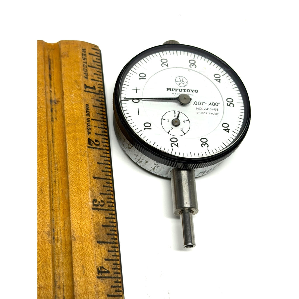 Vintage Mitutoyo 2413-08 Dial Indicator .001"-.400" Balanced Scale Shock Proof