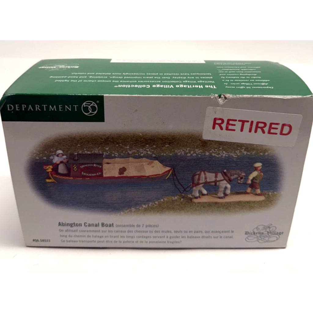 Vintage NOS Department 56 Dickens Village Abington Canal Boat Set of 2 #58522