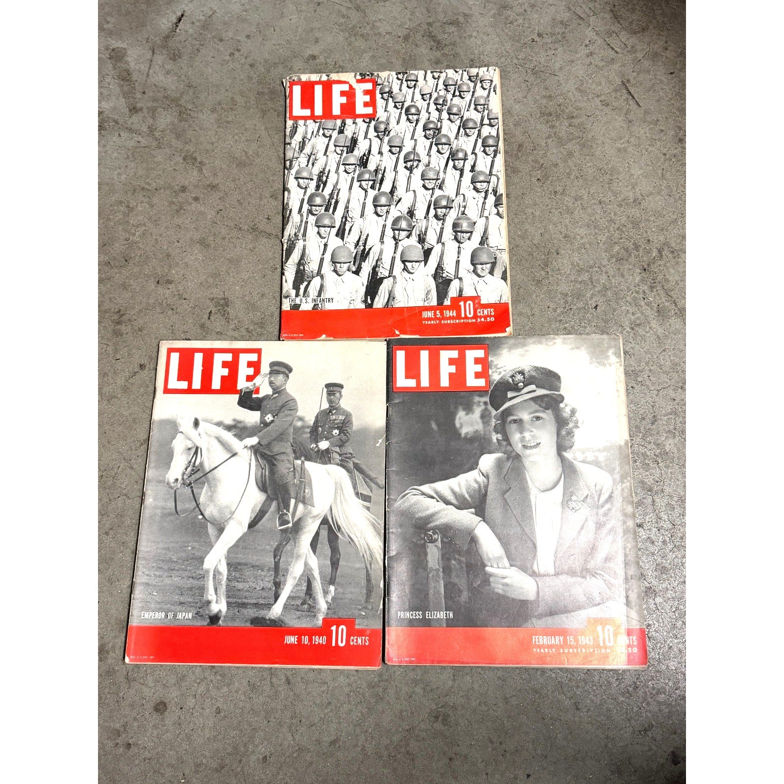 Vintage LIFE Magazine Lot 1940 1943 1944 WWII Emperor Japan Princess Elizabeth