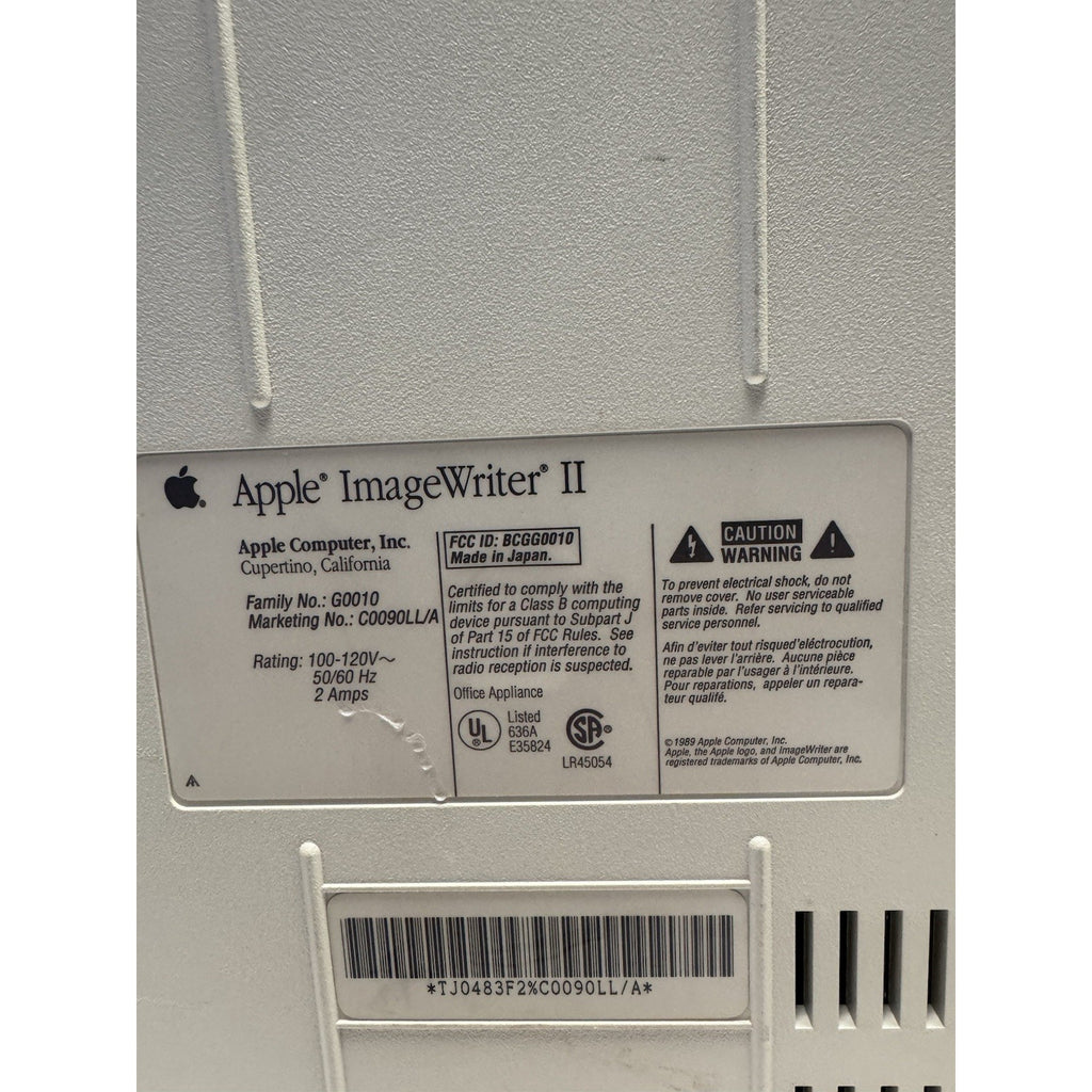Vintage Apple Imagewriter II Printer G0010 Power On "Print Paper not Installed"