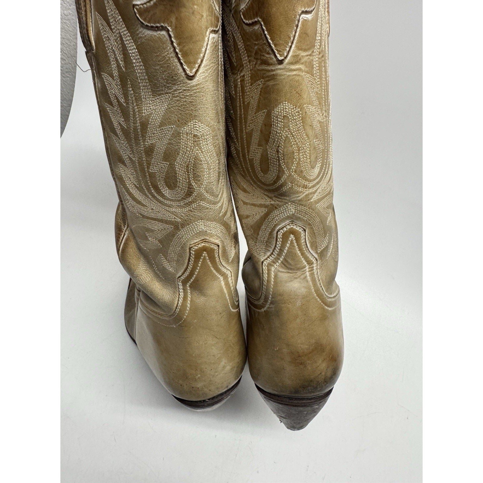 VTG Charlie 1 Horse by Lucchese Western Boots 4565 7 1/2 B Calf Leather Brazil