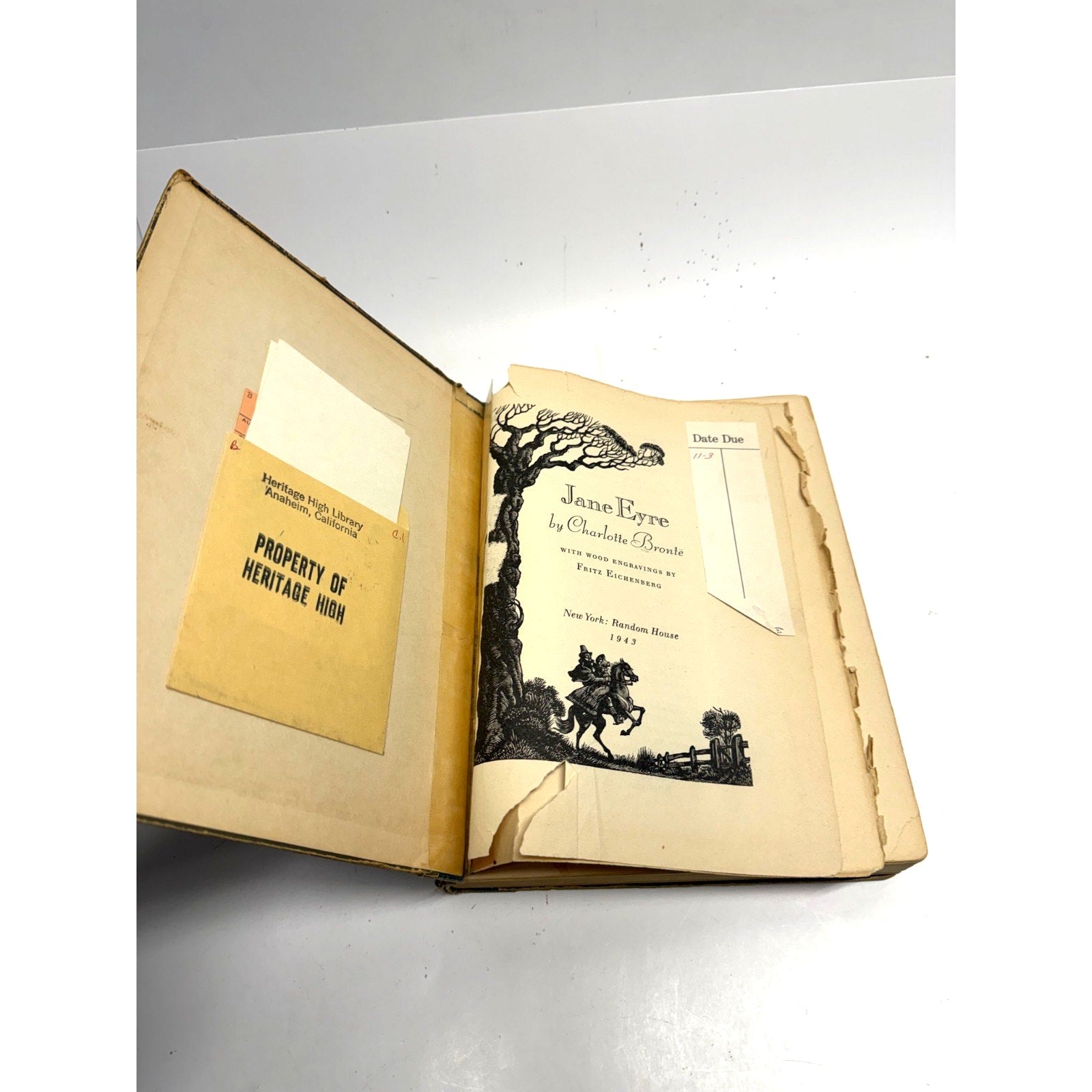 Vtg Jane Eyre-Charlotte Bronte 1943 Random House Edition Eichenberg Engravings
