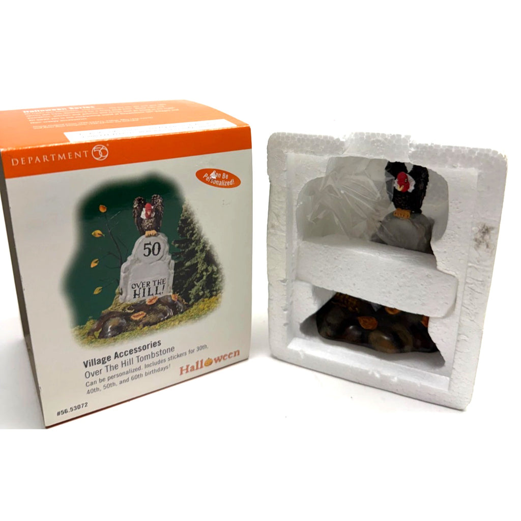 Vintage Dept 56 53072 NEW over the hill tombstone Halloween village accessory