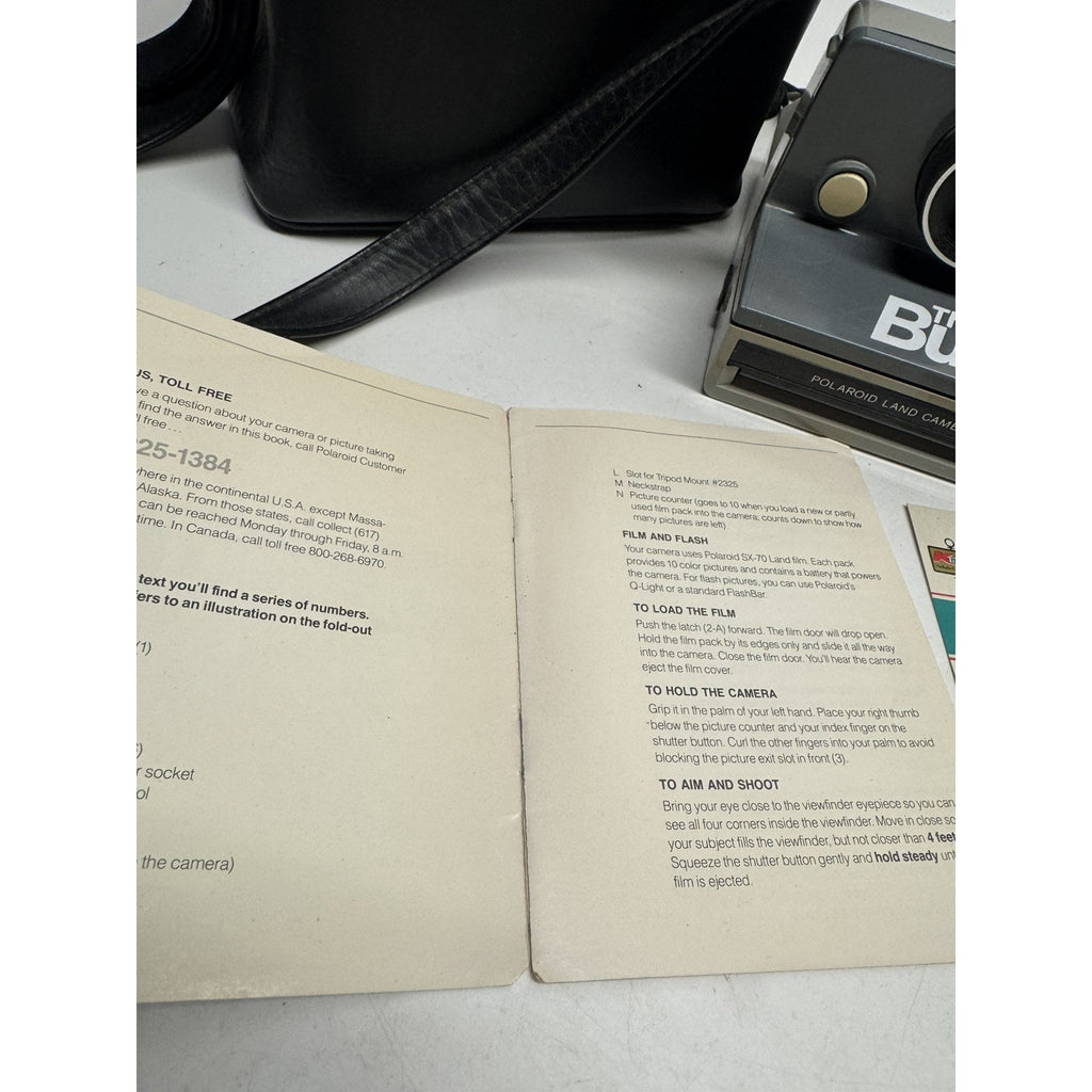 Vintage 80s Polaroid The Button Instant Land Camera w/ Manual & Case