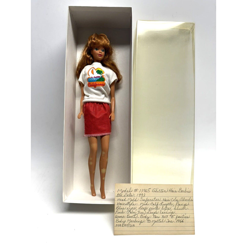 Vintage Mattel 1993 Glitter Hair Barbie Doll Long Blonde Hair #13965