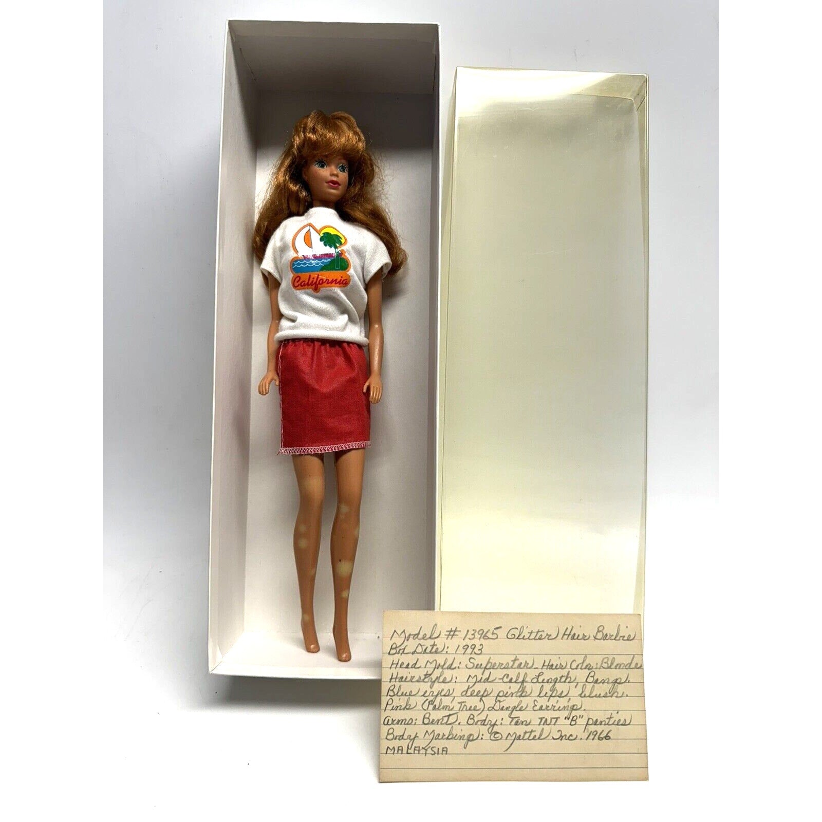 Vintage Mattel 1993 Glitter Hair Barbie Doll Long Blonde Hair #13965