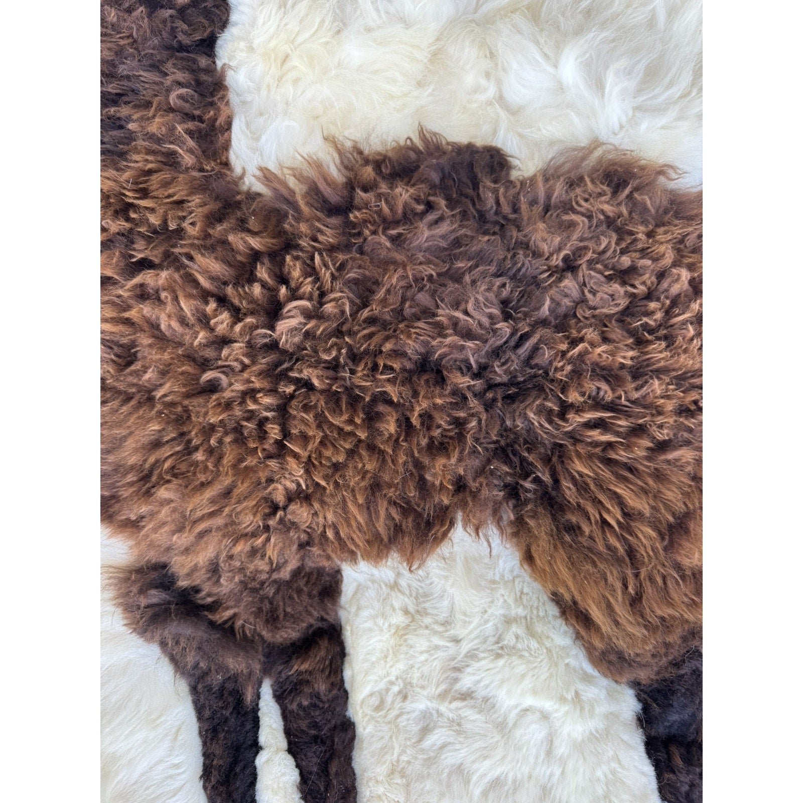 Vintage RARE Alpaca Llama Fur Throw Rug Handmade Wall Hanging Tapestry 60”X 46"