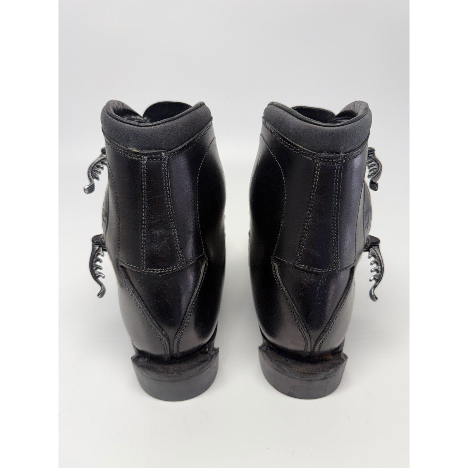 Vintage NOS Henke Switzerland Black Leather Ski Boots Size Appr 10.5