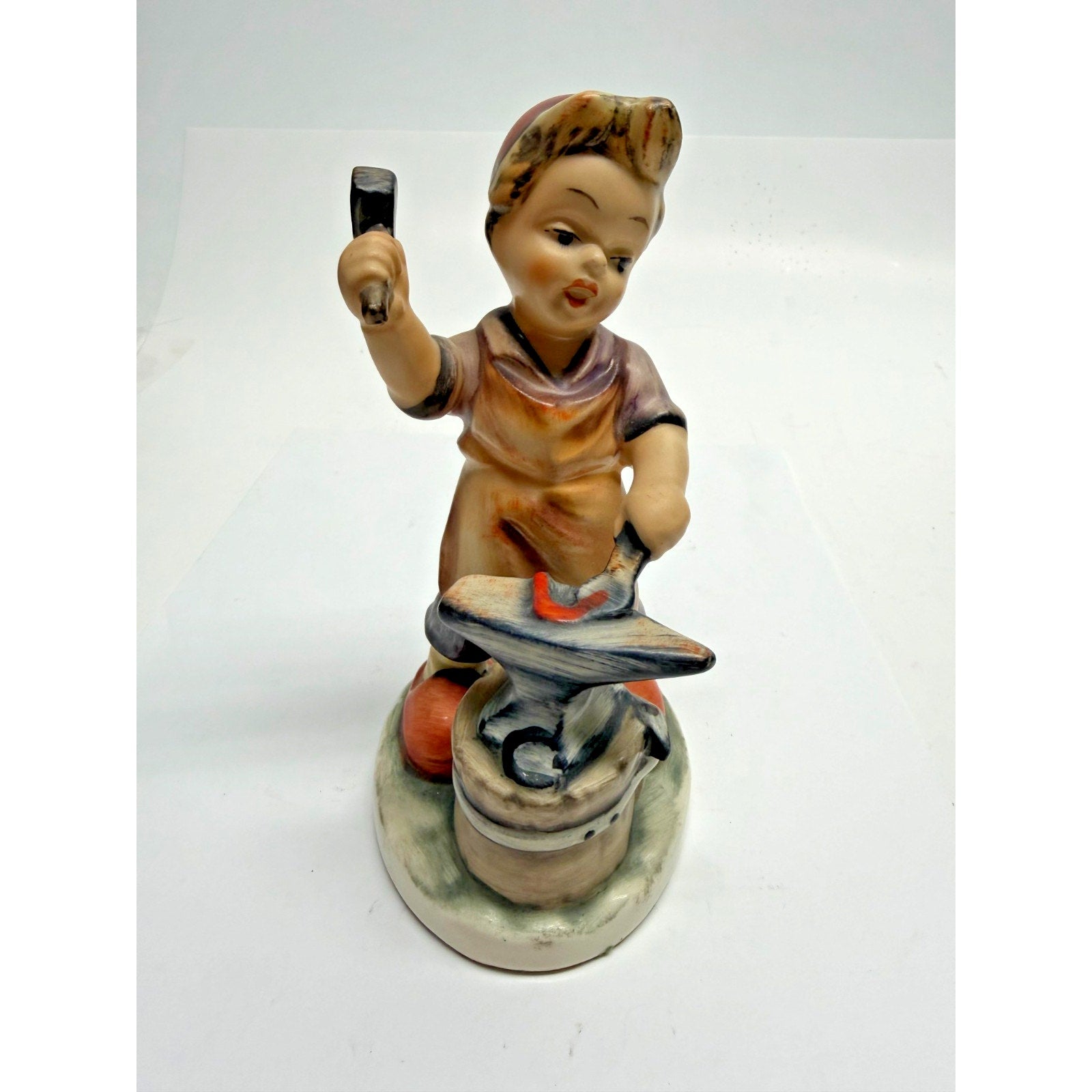 Vintage Friedel Bavaria Blacksmith Boy Figurine West Germany Hand Painted 6"
