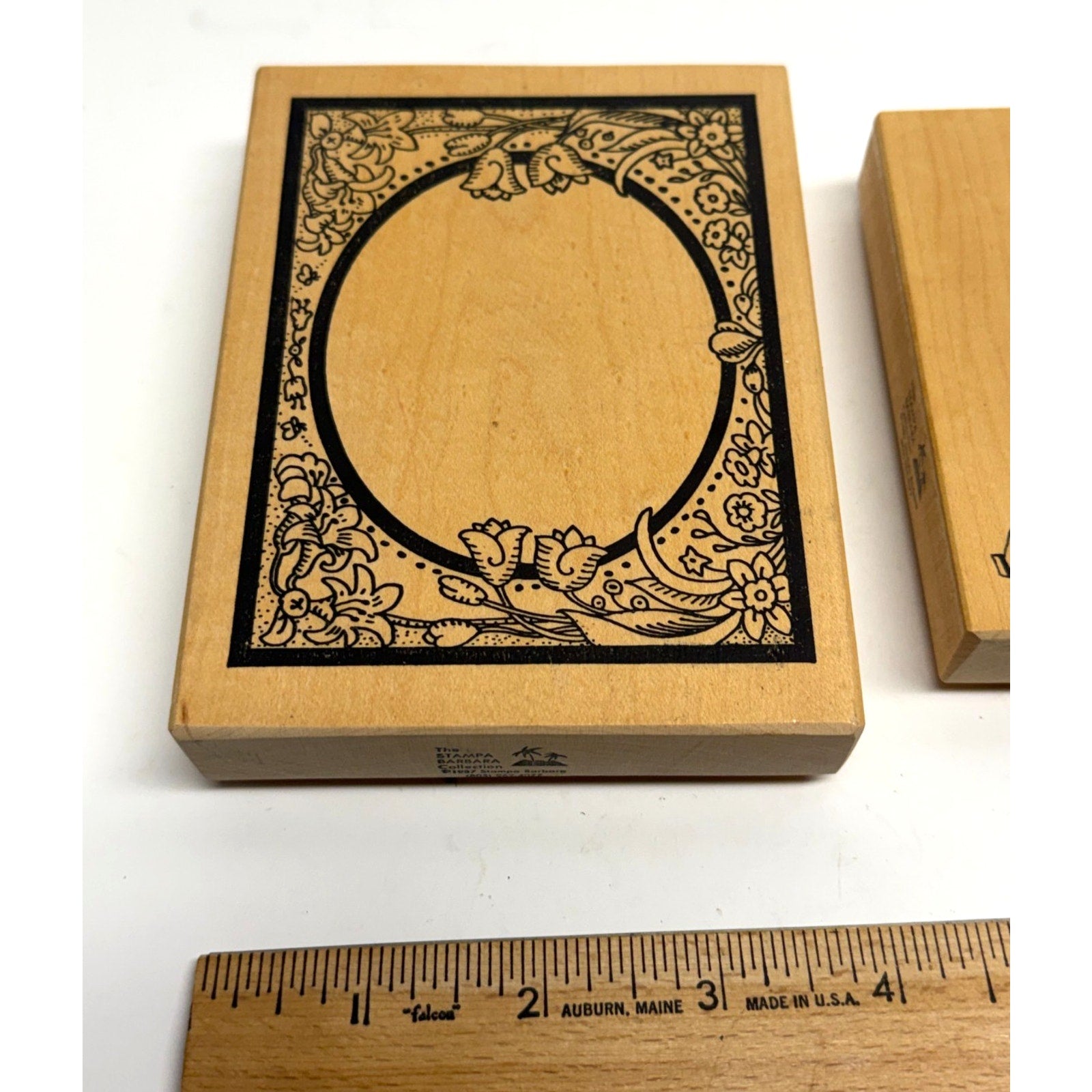 VINTAGE Lot of 3 Wood Mounted Rubber Stamps Teepee Castle & Ornate Frame - NEW!