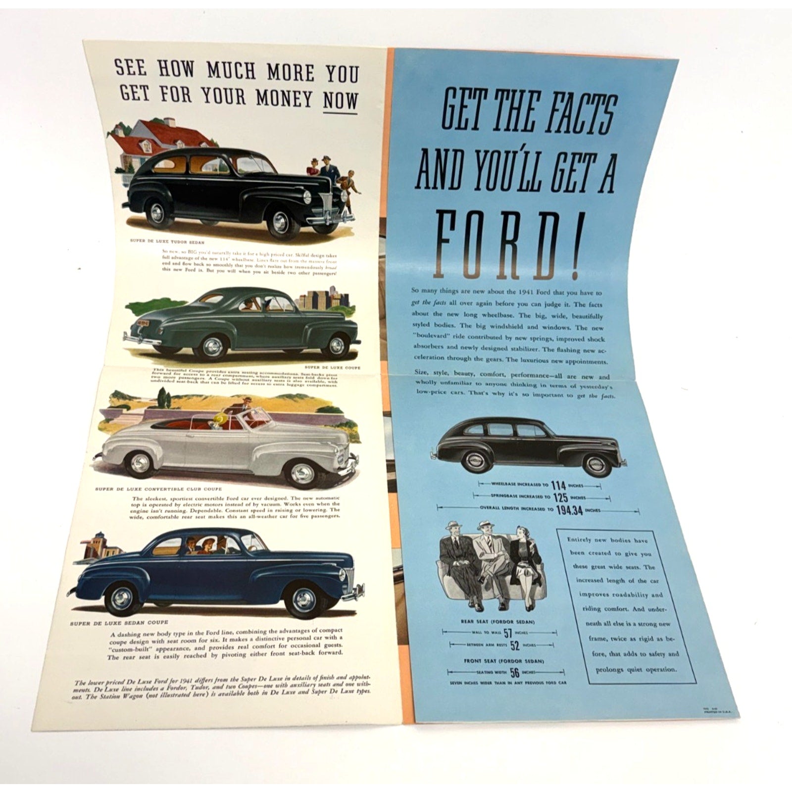 Vintage 1941 FORD Color Sales Brochure Poster