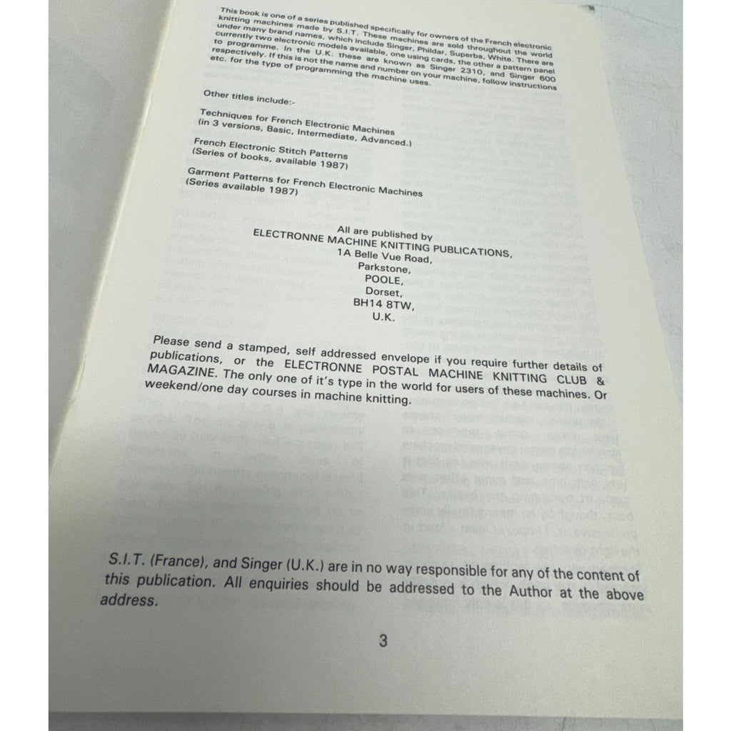Vintage A Basic Dictionary for the French Electronic Knitting Machines -1986
