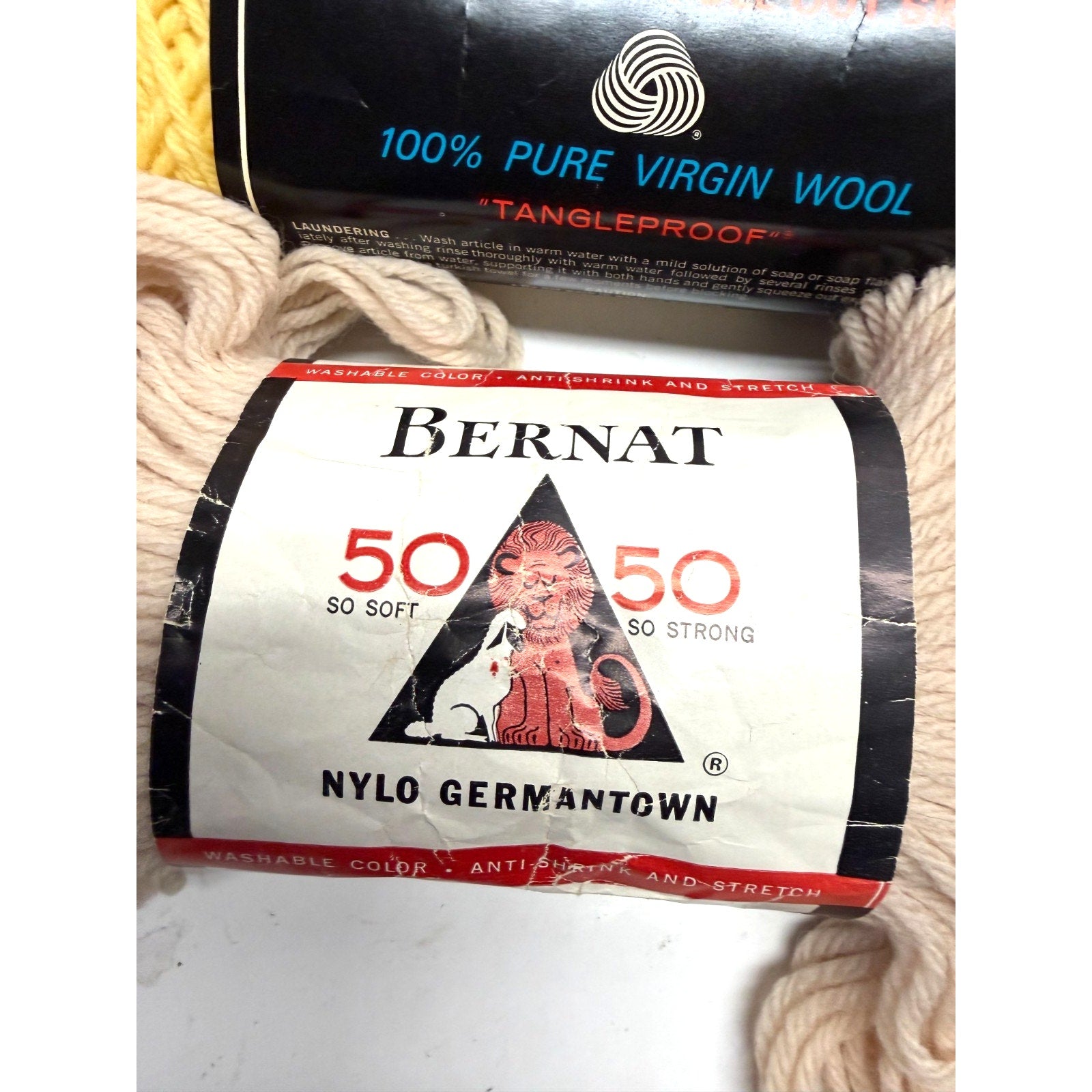 VINTAGE NOS Lot of 5 Columbia Minerva Nantuk 4-Ply & Bernat Nylo Germantown Yarn