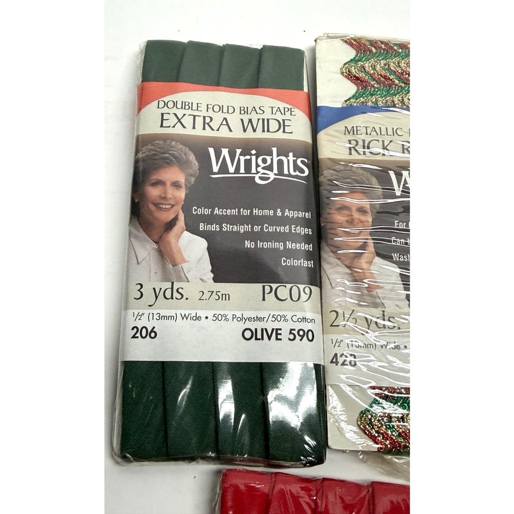Vintage NEW Lot of 5 - Wrights - Double Fold, Bias, Metallic Tape