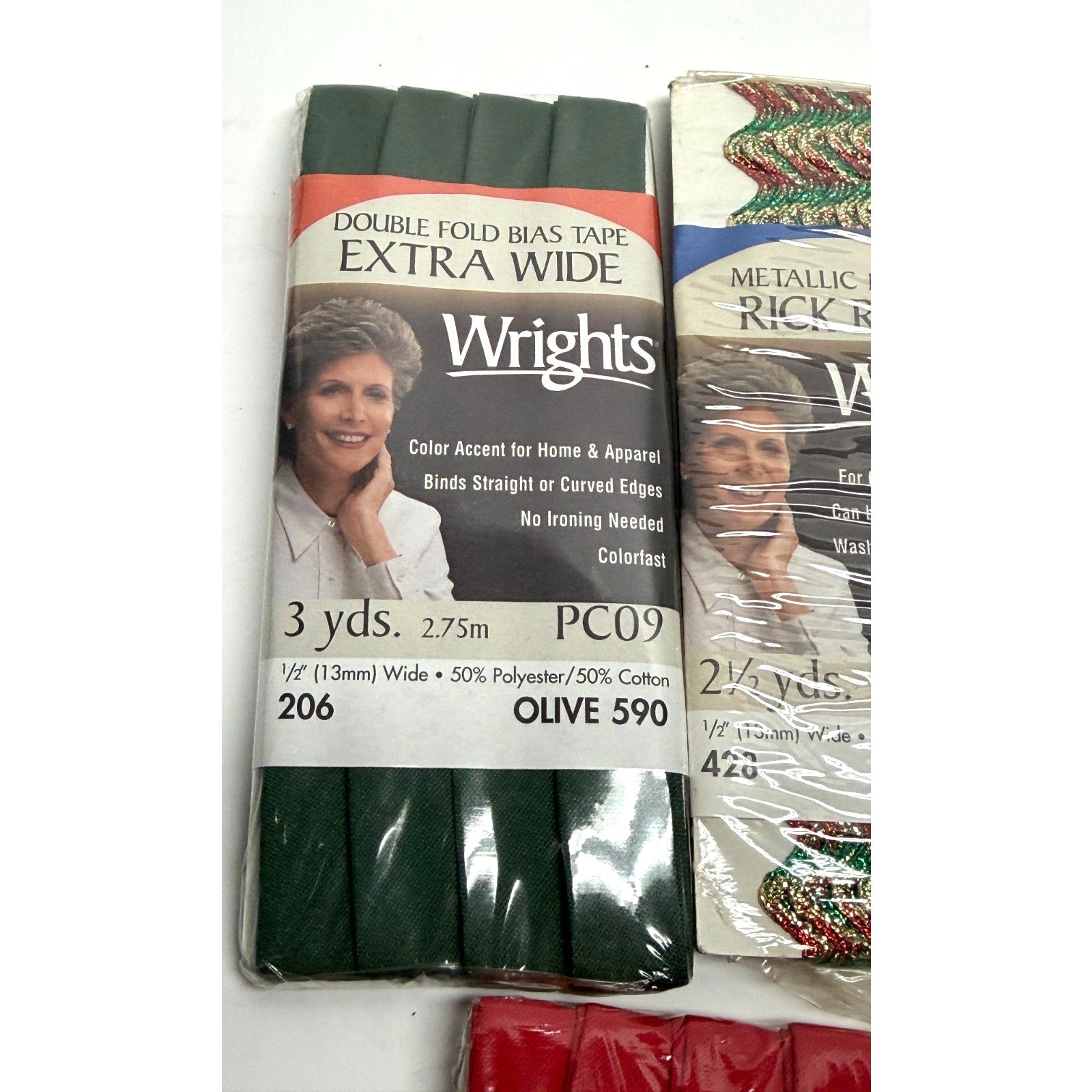 Vintage NEW Lot of 5 - Wrights - Double Fold, Bias, Metallic Tape